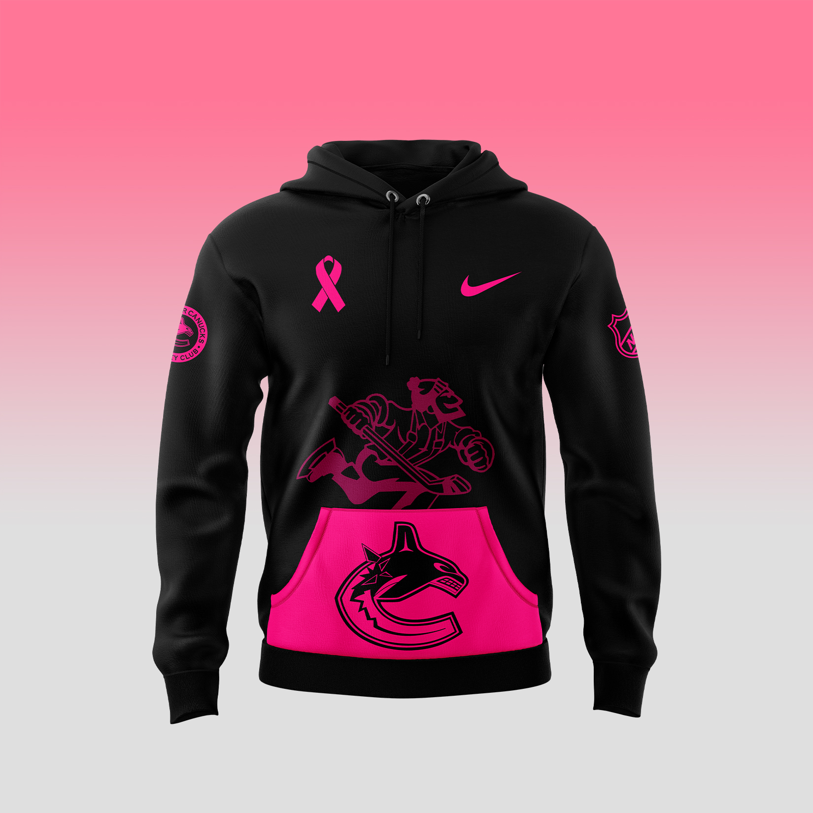 Vancouver Canucks NHL Breast Cancer Awareness Month Pullover Hoodie - Famjoys Vancouver Canucks NHL Breast Cancer Awareness Month Pullover Hoodie - Famjoys