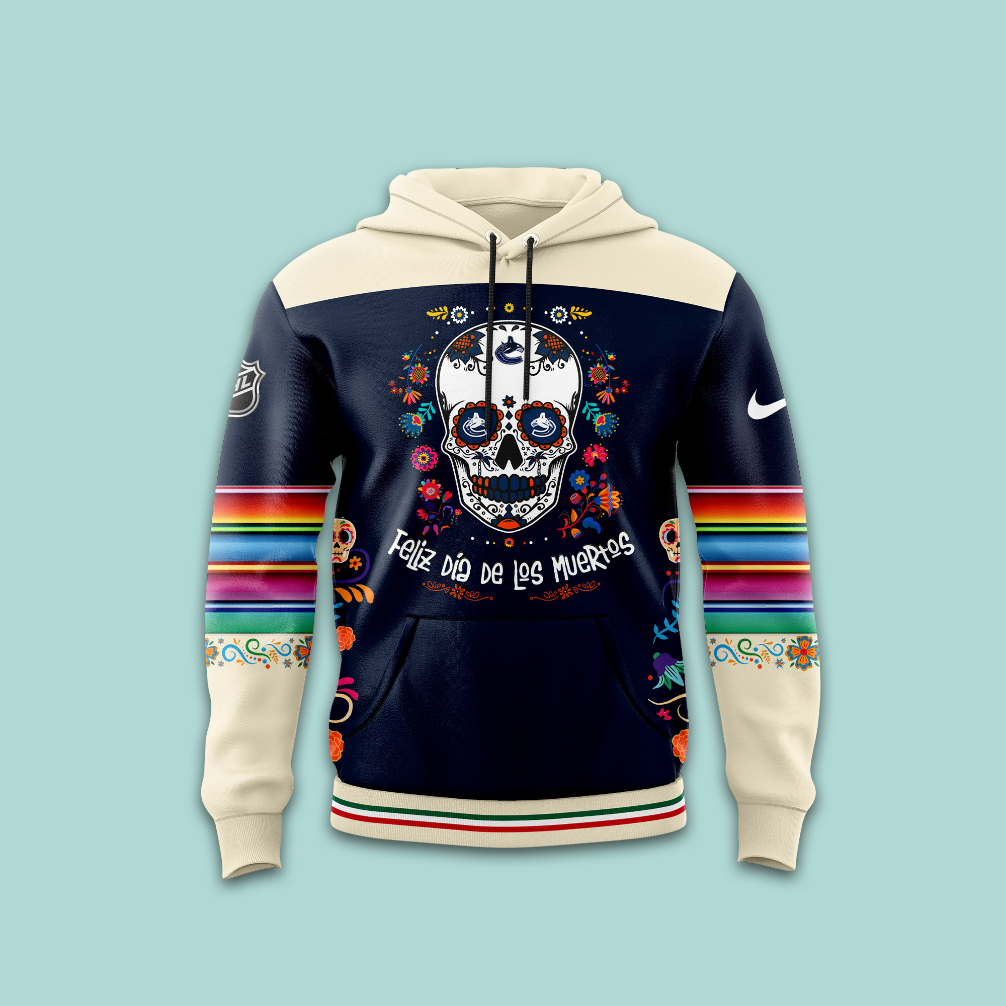 Vancouver Canucks NHL Dia De Los Muertos Premium Pullover Hoodie - Famjoys Vancouver Canucks NHL Dia De Los Muertos Premium Pullover Hoodie - Famjoys