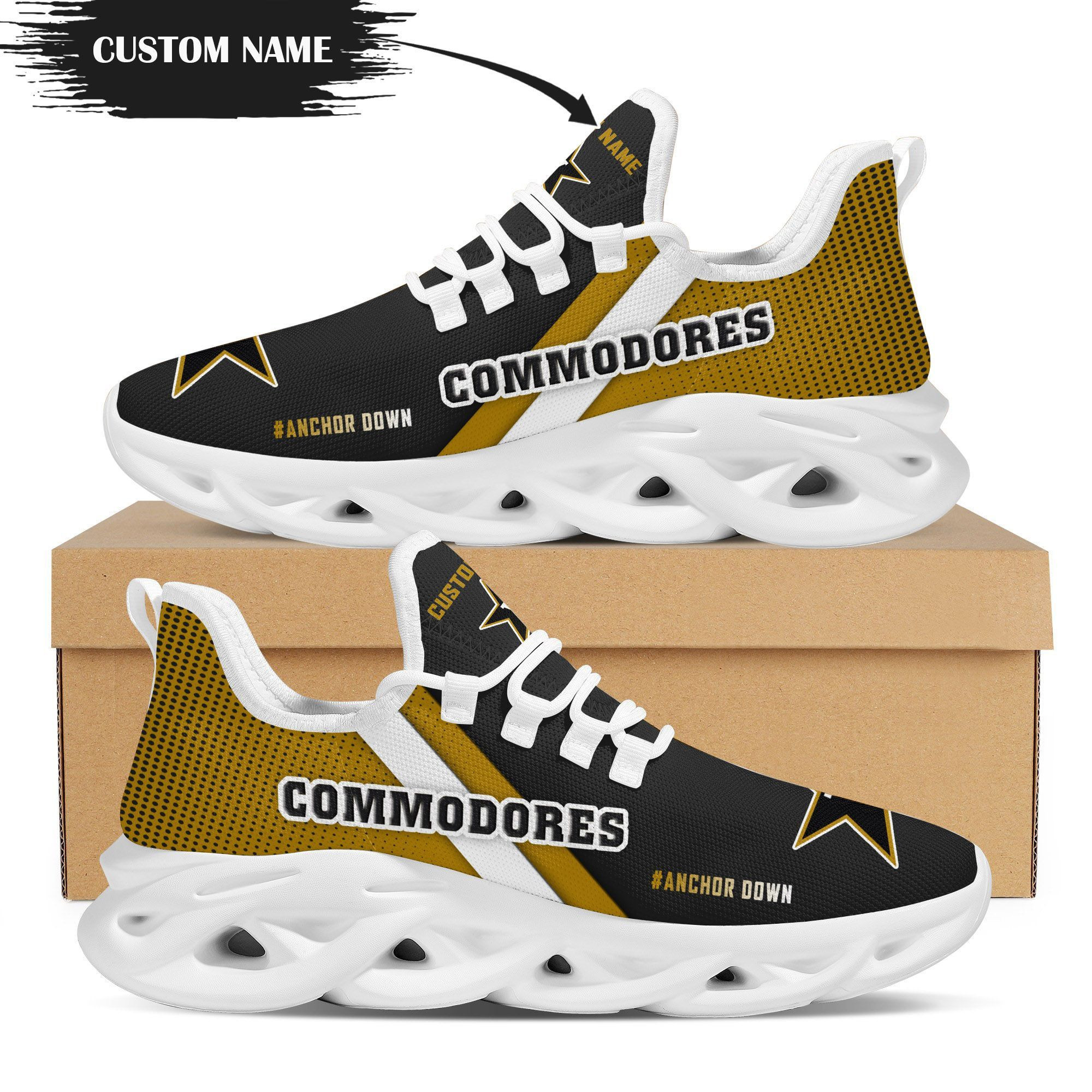 Vanderbilt Commodores Custom Personalized Max Soul Sneakers Shoes