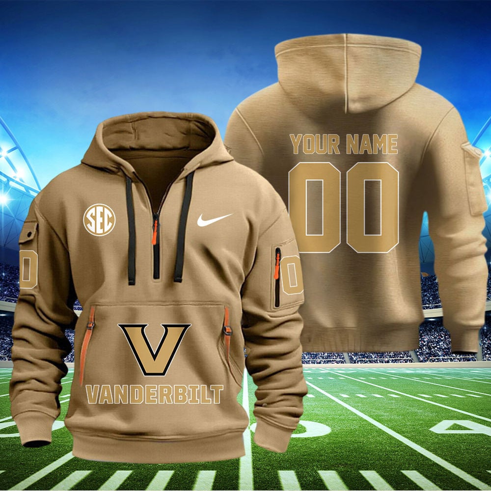 Vanderbilt Commodores Football Quarter Zip Hoodie - Famjoys Vanderbilt Commodores Football Quarter Zip Hoodie - Famjoys