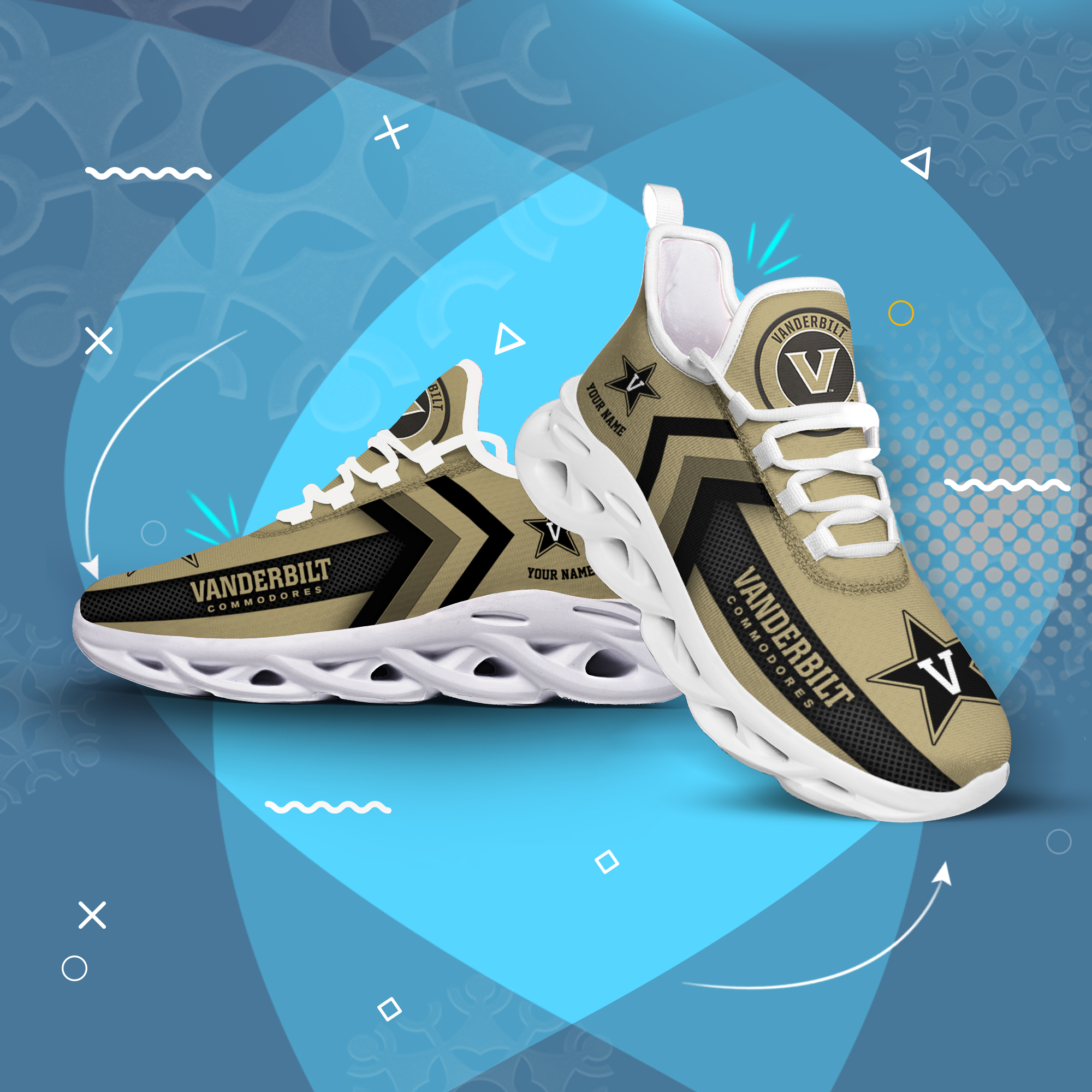 Vanderbilt Commodores Personalized Custom Name Max Soul Shoes DS003 - Famjoys Vanderbilt Commodores Personalized Custom Name Max Soul Shoes DS003 - Famjoys