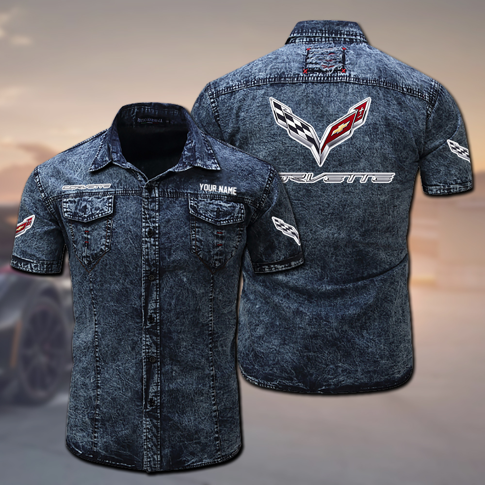VCRLPC43C7 Chevrolet Corvette Denim Shirt - Famjoys VCRLPC43C7 Chevrolet Corvette Denim Shirt - Famjoys