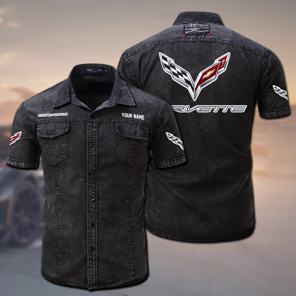VCRLPC43C7 Chevrolet Corvette Denim Shirt - Famjoys VCRLPC43C7 Chevrolet Corvette Denim Shirt - Famjoys