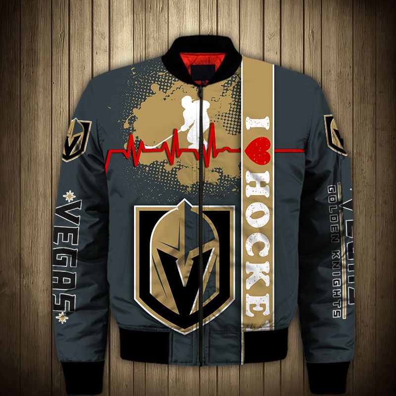 Vegas Golden Knights Bomber Jacket 3D - Famjoys Vegas Golden Knights Bomber Jacket 3D - Famjoys