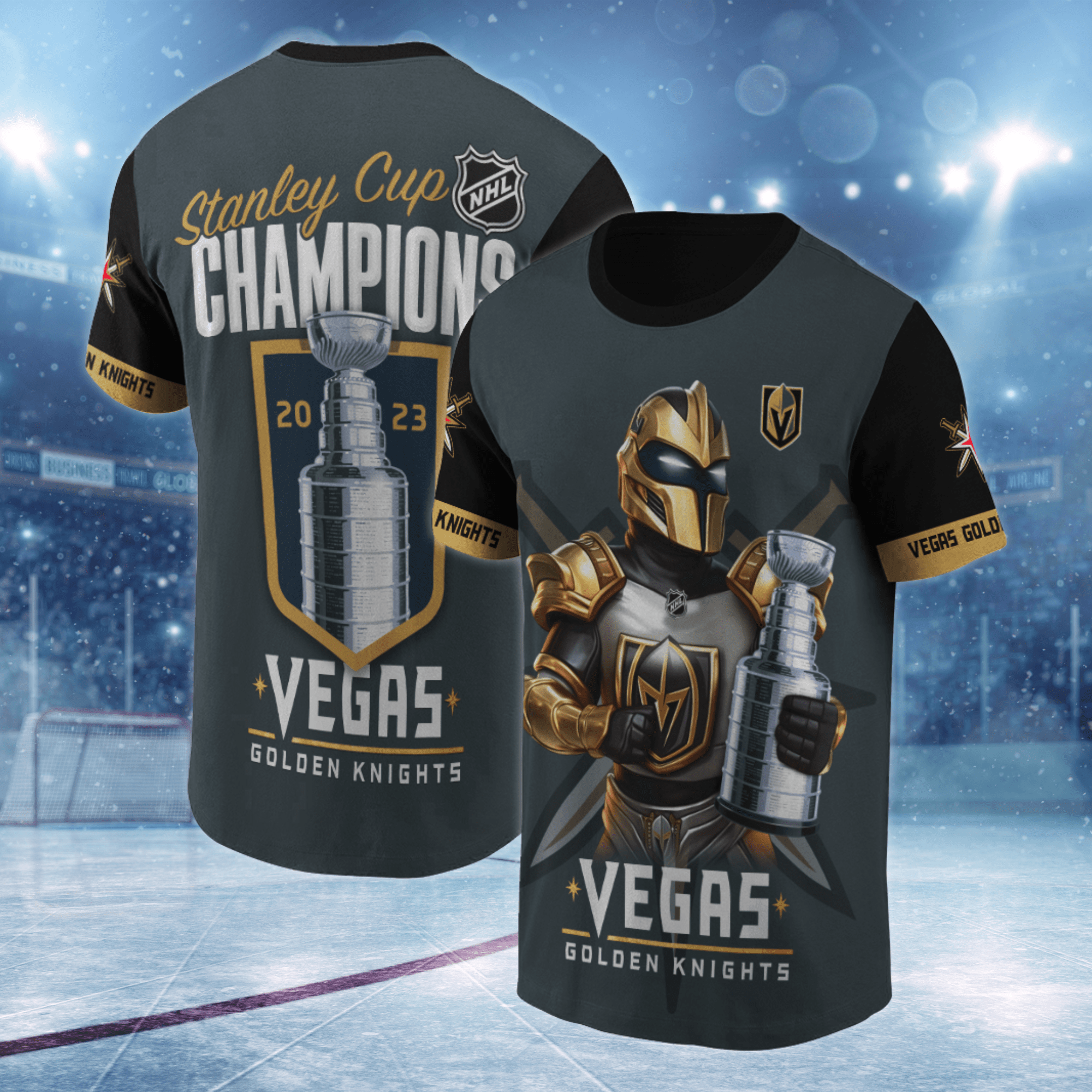 Vegas Golden Knights Champions 2023 AOP T-Shirt SH1 - Famjoys Vegas Golden Knights Champions 2023 AOP T-Shirt SH1 - Famjoys