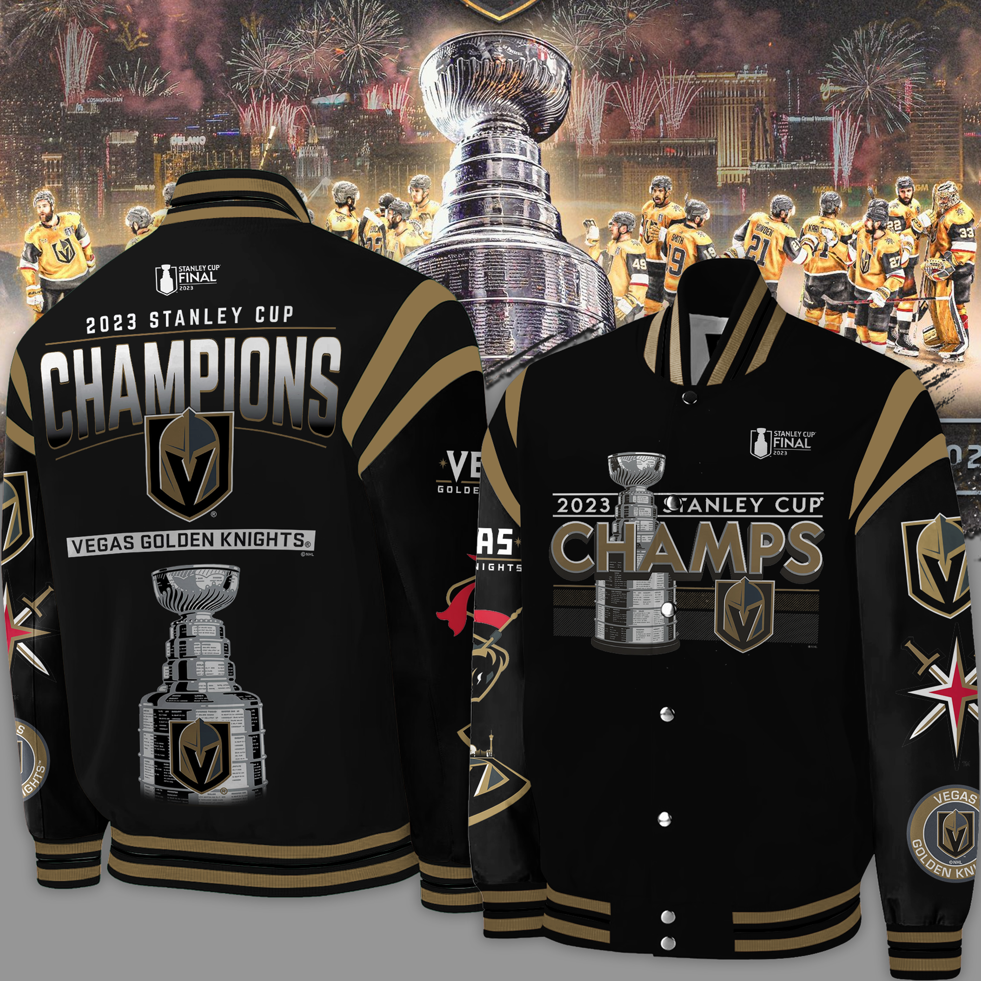 Vegas Golden Knights Champions Bomber Jacket - Famjoys Vegas Golden Knights Champions Bomber Jacket - Famjoys