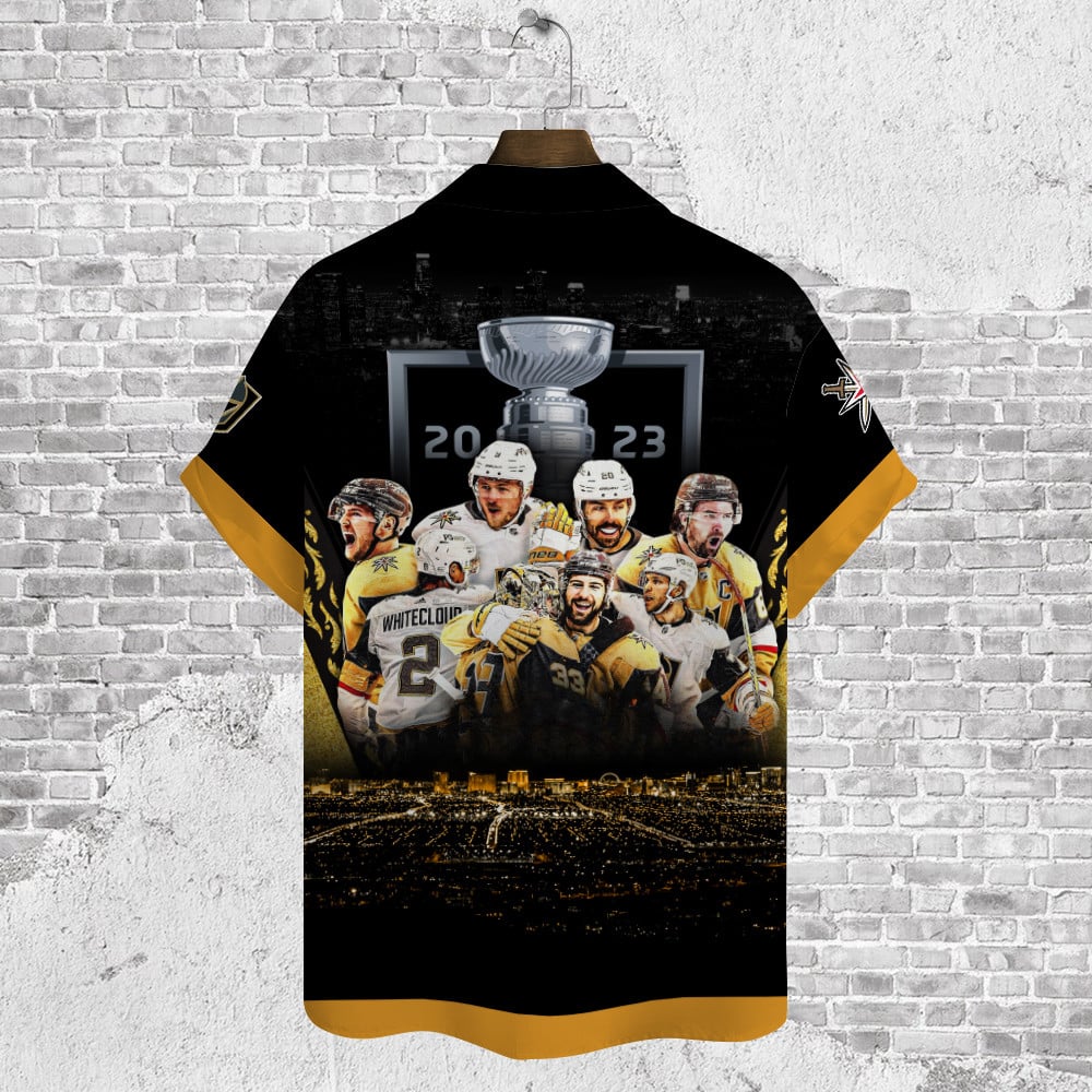 Vegas Golden Knights Champions Stanley Cup 2023 3D Hawaiian Shirt - Famjoys Vegas Golden Knights Champions Stanley Cup 2023 3D Hawaiian Shirt - Famjoys
