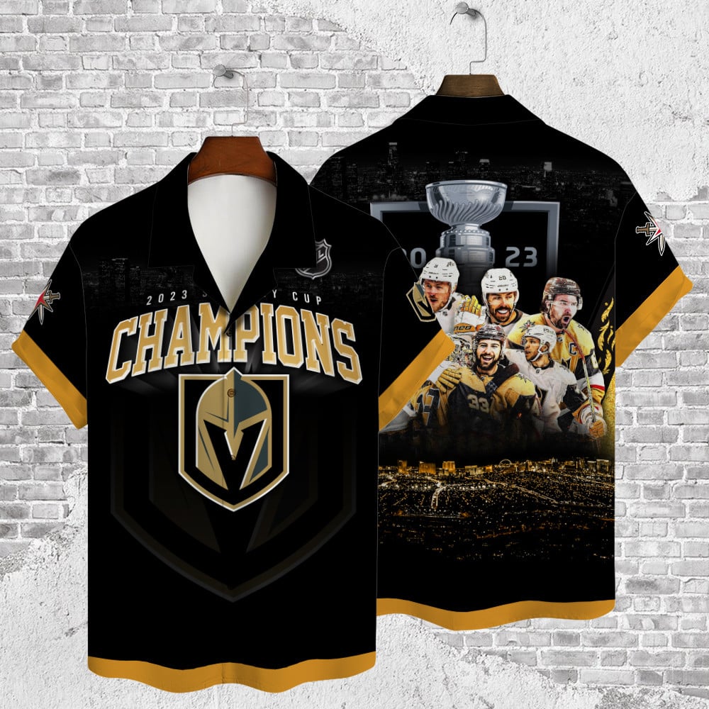 Vegas Golden Knights Champions Stanley Cup 2023 3D Hawaiian Shirt - Famjoys Vegas Golden Knights Champions Stanley Cup 2023 3D Hawaiian Shirt - Famjoys