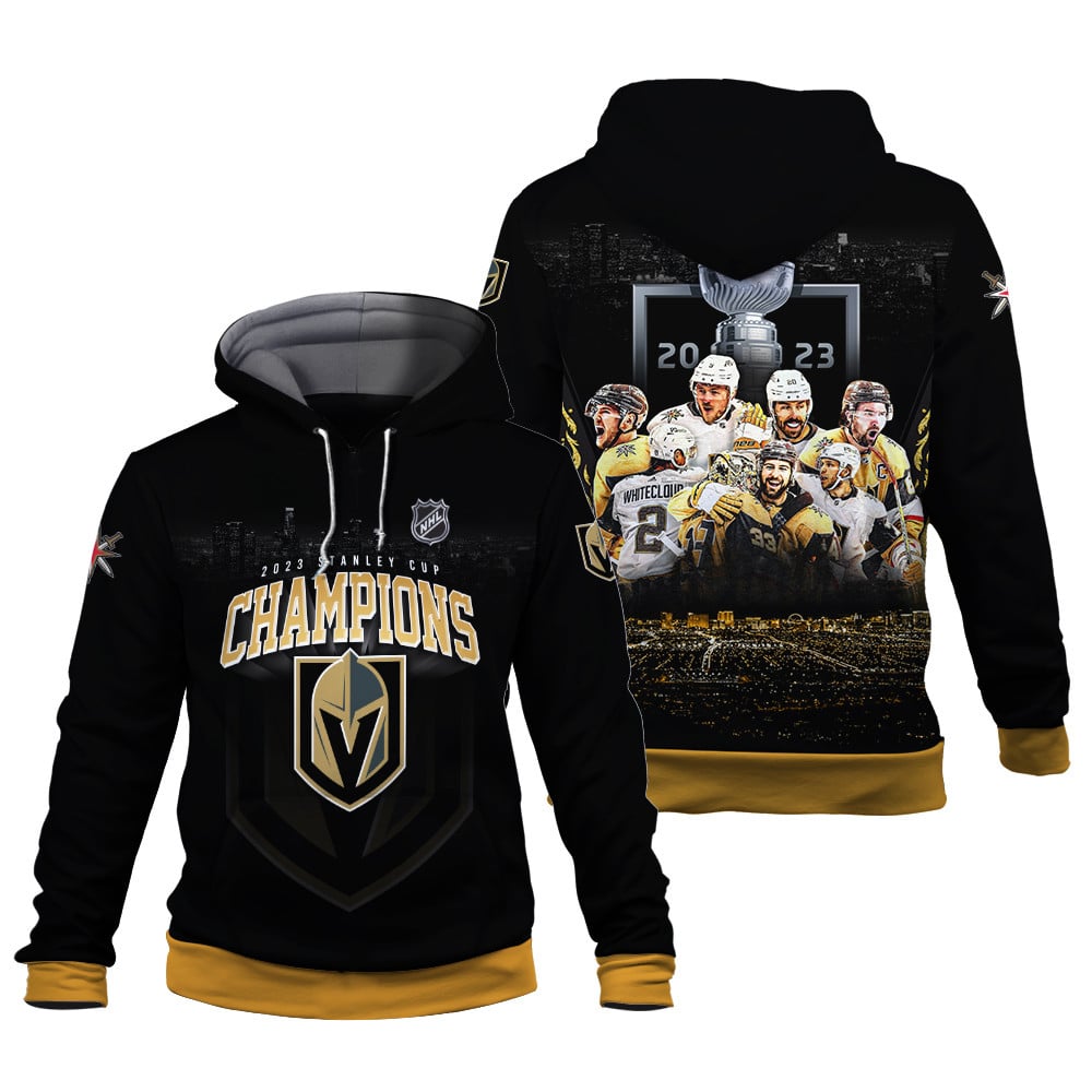 Vegas Golden Knights Champions Stanley Cup 2023 Print 3D Hoodie - Famjoys Vegas Golden Knights Champions Stanley Cup 2023 Print 3D Hoodie - Famjoys