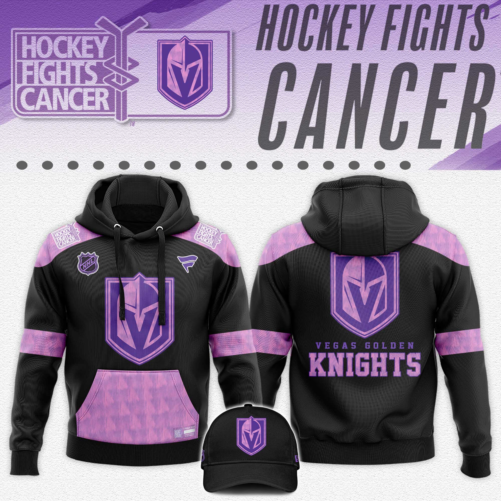 Vegas Golden Knights Hockey Fights Cancer Hoodie #2 - Famjoys Vegas Golden Knights Hockey Fights Cancer Hoodie #2 - Famjoys