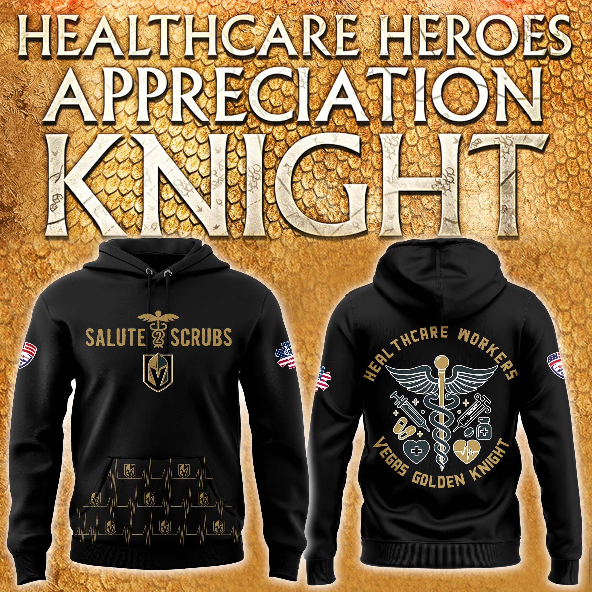 Vegas Golden Knights x Healthcare Appreciation Night Premium Pullover Hoodie - Famjoys Vegas Golden Knights x Healthcare Appreciation Night Premium Pullover Hoodie - Famjoys