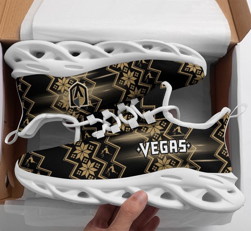 Vegas Golden Knights Xmas Pattern Max Soul Shoes NLA029866 - Famjoys Vegas Golden Knights Xmas Pattern Max Soul Shoes NLA029866 - Famjoys