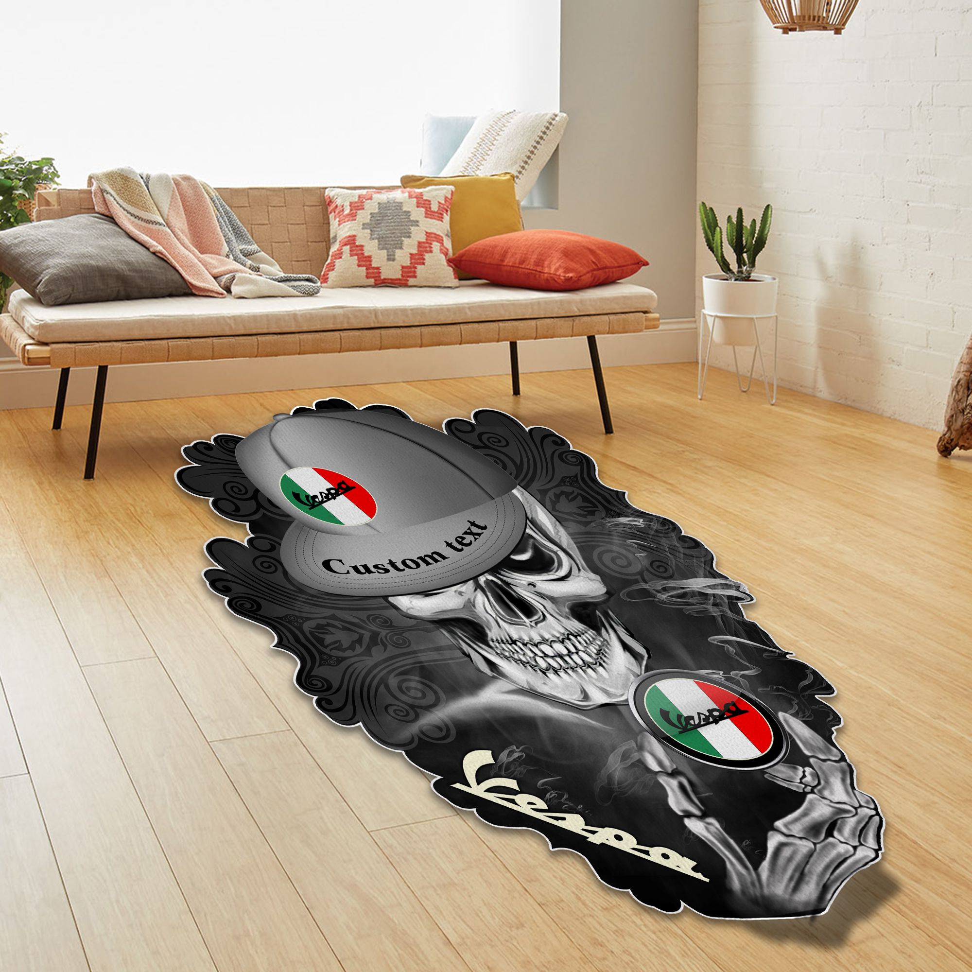 Vespa Skull Shaped Luxurious Doormat, Rug Home Decor, Custom name - Famjoys Vespa Skull Shaped Luxurious Doormat, Rug Home Decor, Custom name - Famjoys