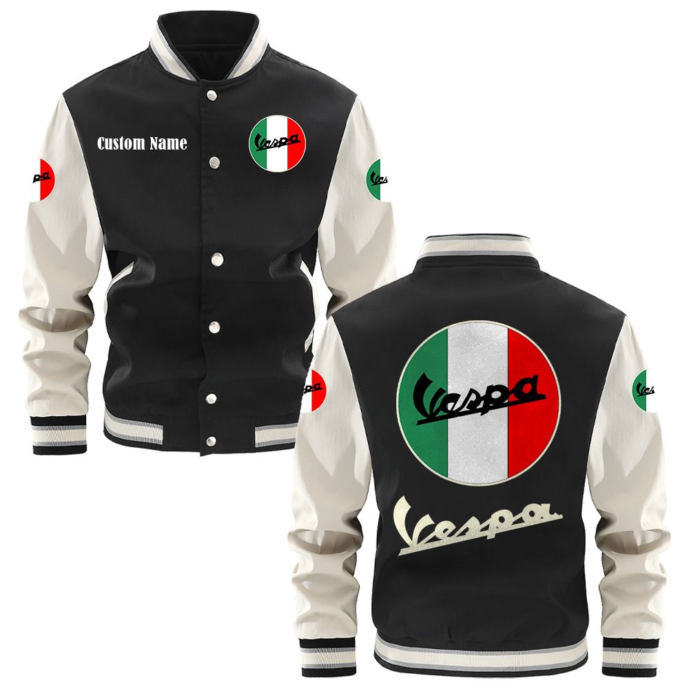 Vespa Varsity Jacket, Baseball jacket, Letterman Jacket Customize Name, Multicolor - Famjoys Vespa Varsity Jacket, Baseball jacket, Letterman Jacket Customize Name, Multicolor - Famjoys