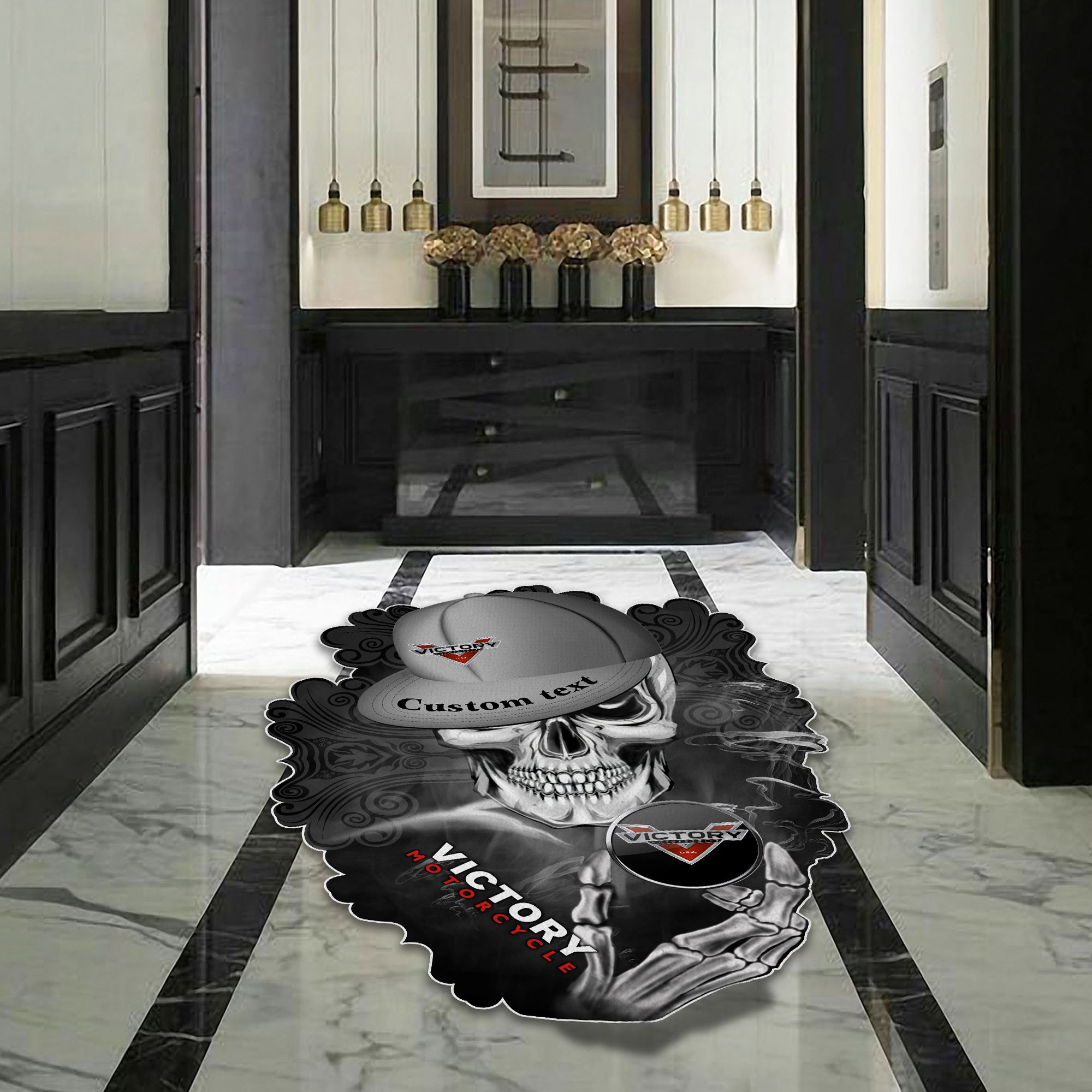 Victory Motorcycles Skull Shaped Luxurious Doormat, Rug Home Decor, Custom name - Famjoys Victory Motorcycles Skull Shaped Luxurious Doormat, Rug Home Decor, Custom name - Famjoys