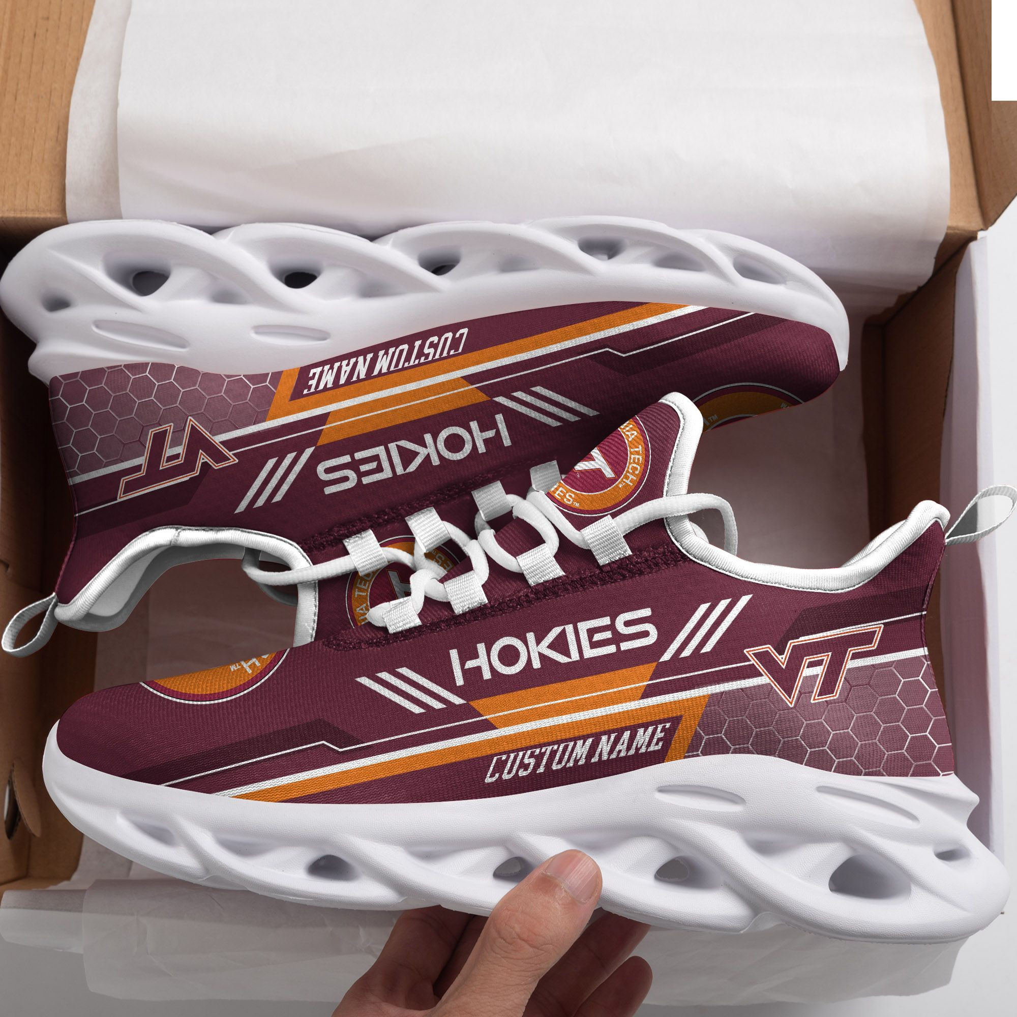 Virginia Tech Hokies Custom Personalized Max Soul Sneakers Shoes - Famjoys Virginia Tech Hokies Custom Personalized Max Soul Sneakers Shoes - Famjoys