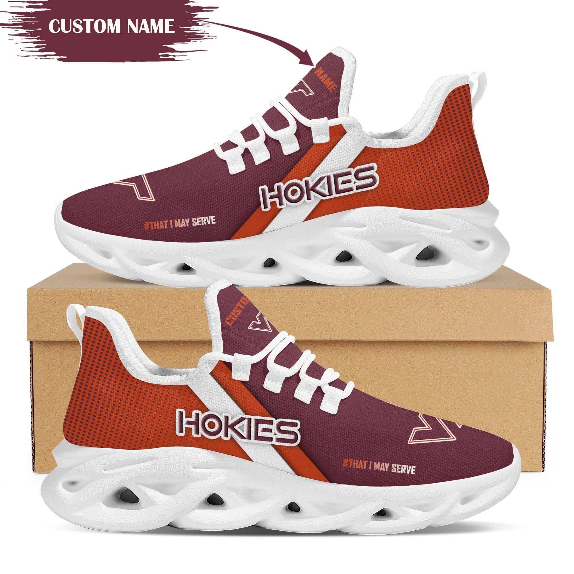 Virginia Tech Hokies Custom Personalized Max Soul Sneakers Shoes Virginia Polytechnic Institute and State University