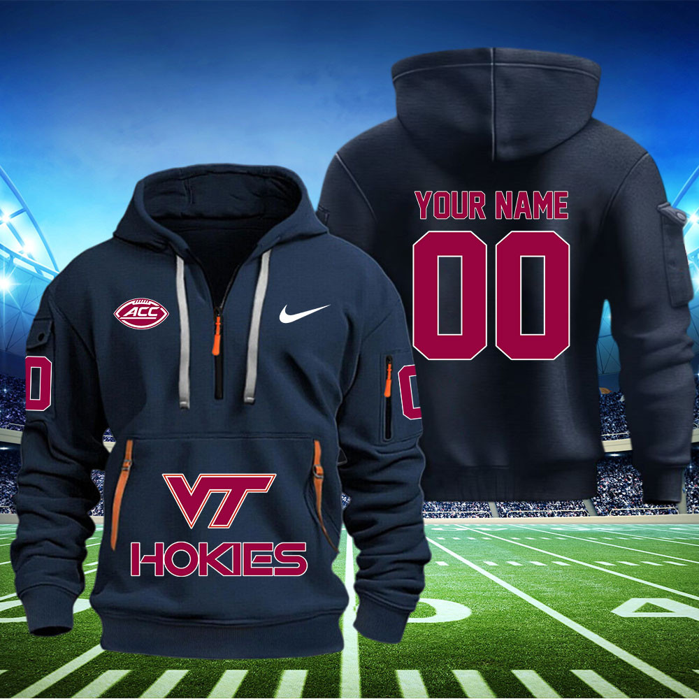 Virginia Tech Hokies Football Quarter Zip Hoodie - Famjoys Virginia Tech Hokies Football Quarter Zip Hoodie - Famjoys