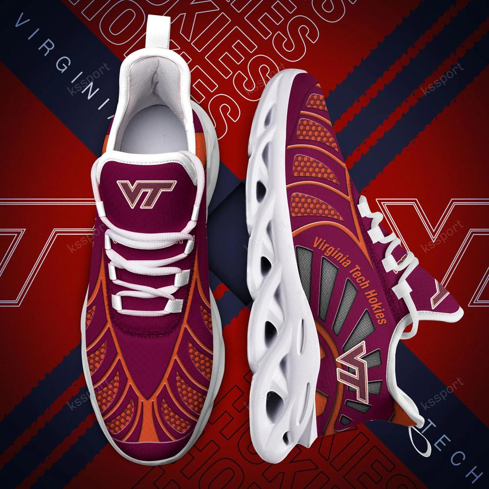 Virginia Tech Hokies Max Soul Clunky, Black And White Running Shoes - Famjoys Virginia Tech Hokies Max Soul Clunky, Black And White Running Shoes - Famjoys