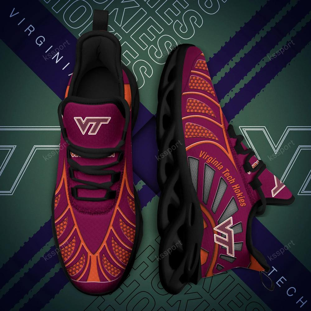 Virginia Tech Hokies Max Soul Clunky, Black And White Running Shoes - Famjoys Virginia Tech Hokies Max Soul Clunky, Black And White Running Shoes - Famjoys