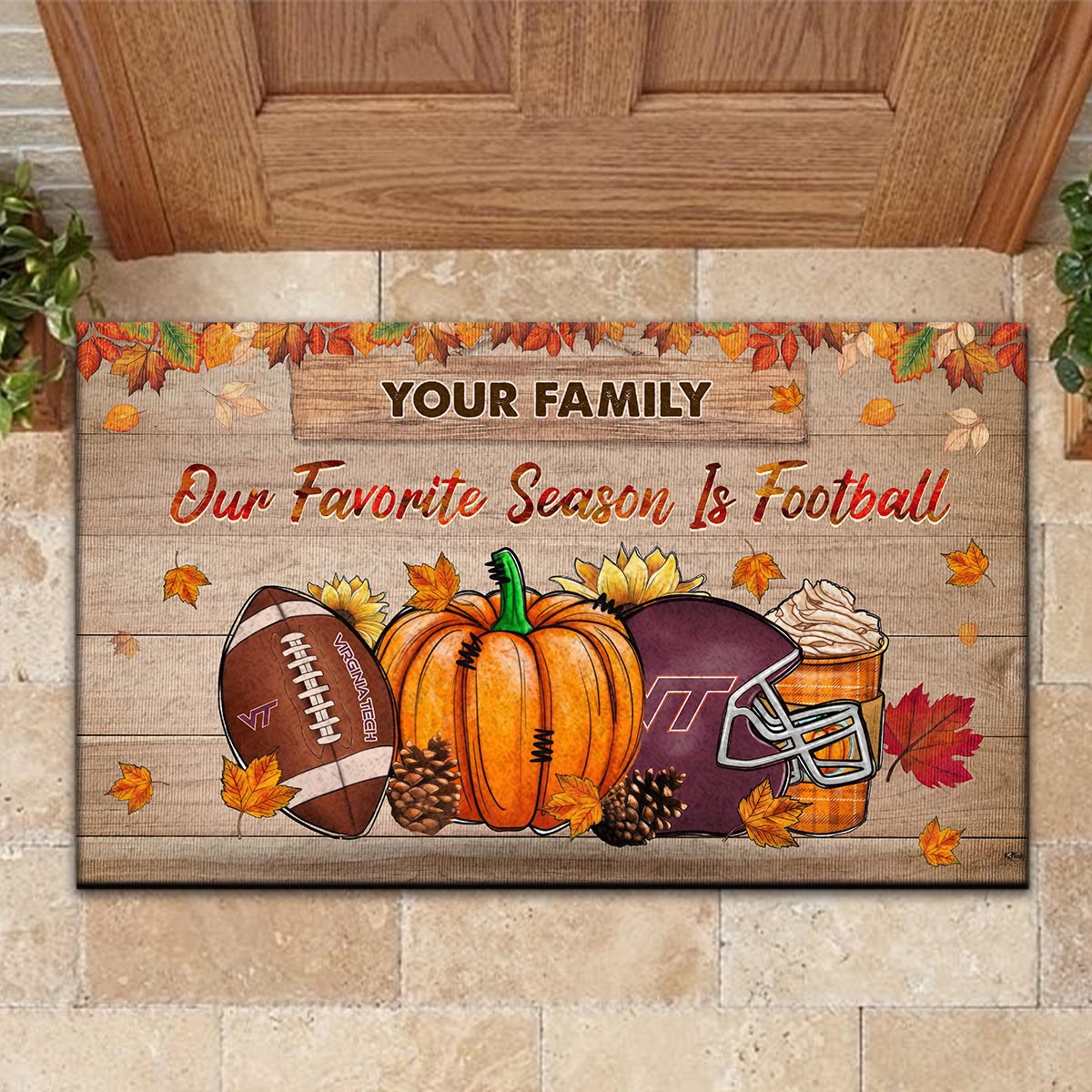 Virginia Tech Hokies Our Favorite Season is Football Doormat - Famjoys Virginia Tech Hokies Our Favorite Season is Football Doormat - Famjoys