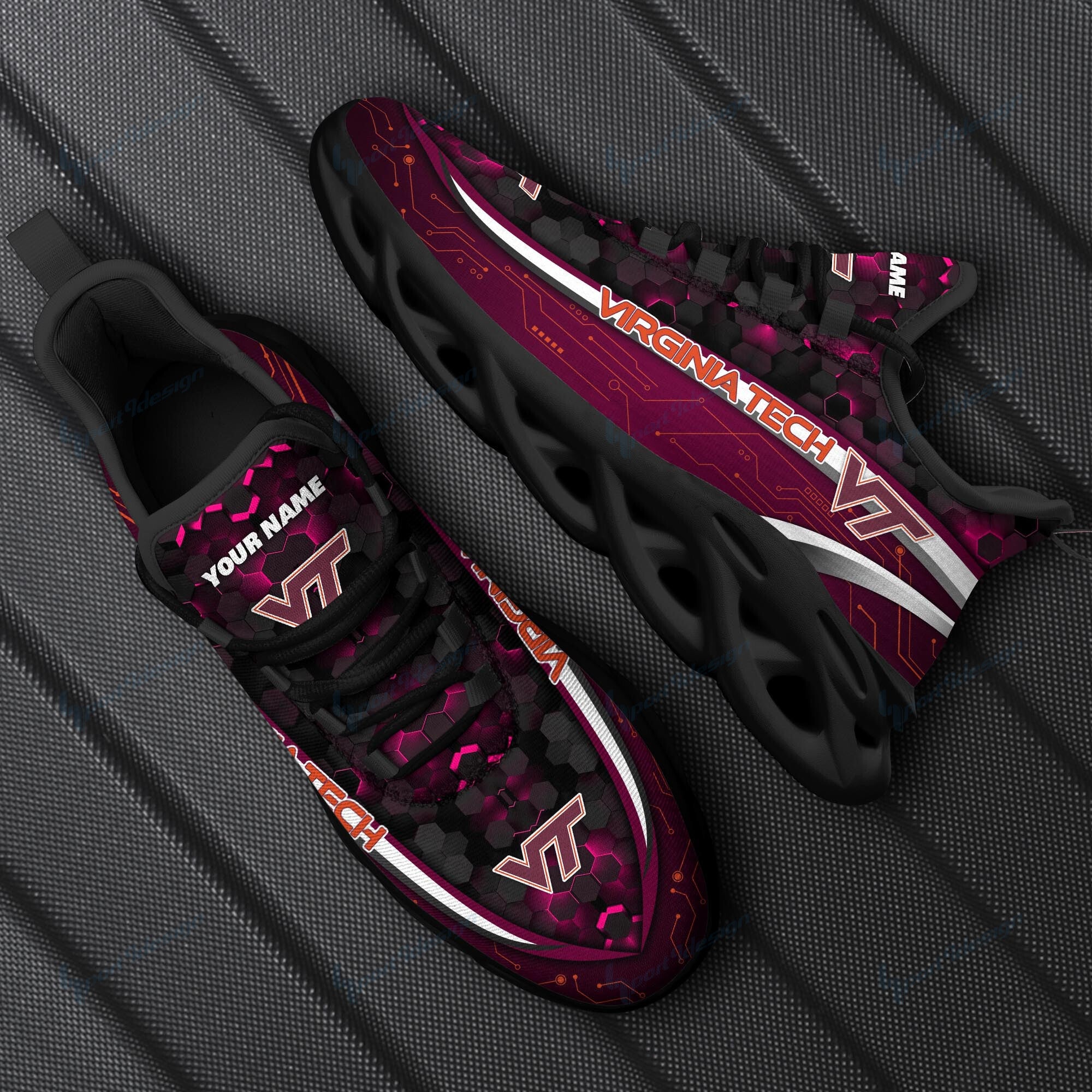 Virginia Tech Hokies Personalized YZ Running Sneakers - Famjoys Virginia Tech Hokies Personalized YZ Running Sneakers - Famjoys