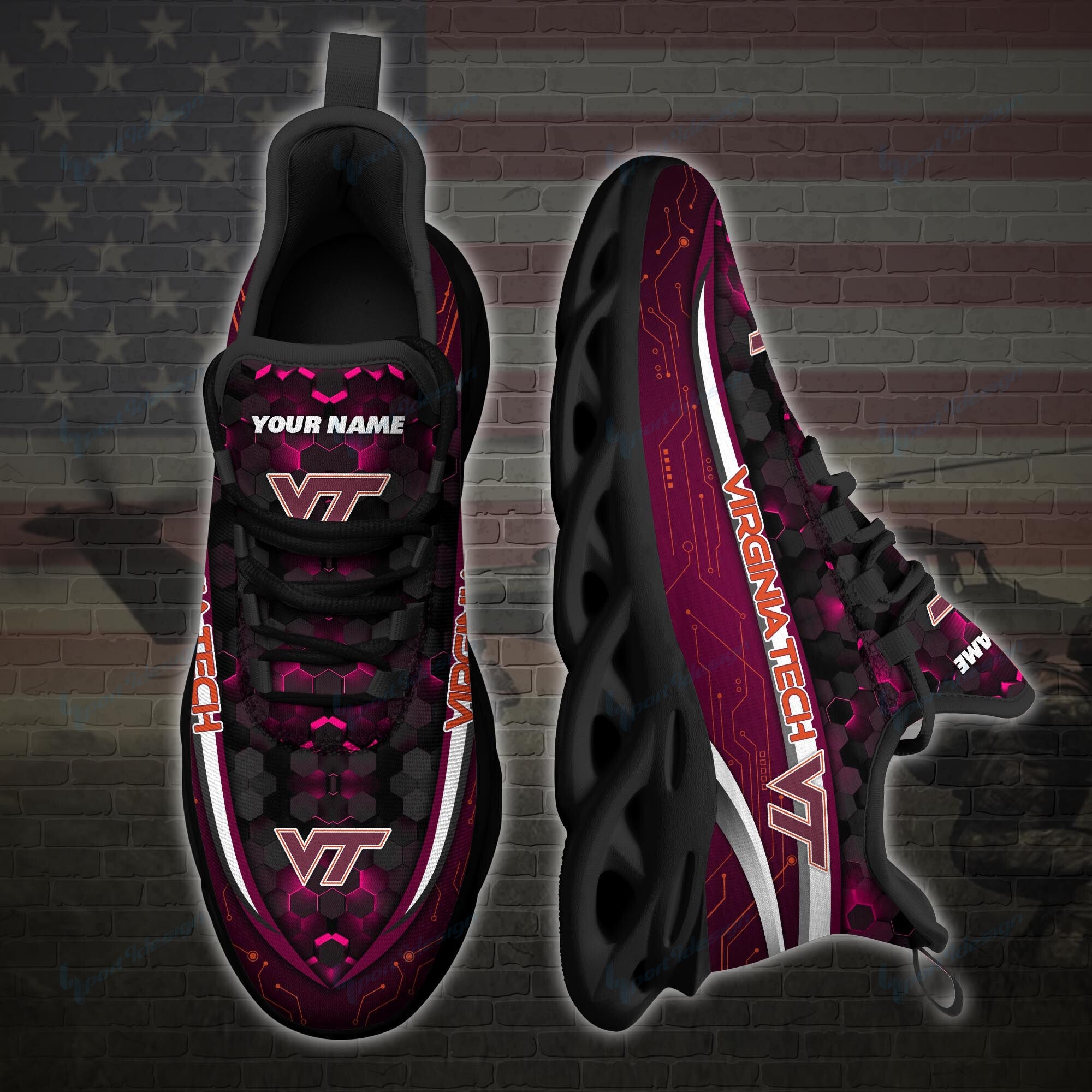 Virginia Tech Hokies Personalized YZ Running Sneakers - Famjoys Virginia Tech Hokies Personalized YZ Running Sneakers - Famjoys