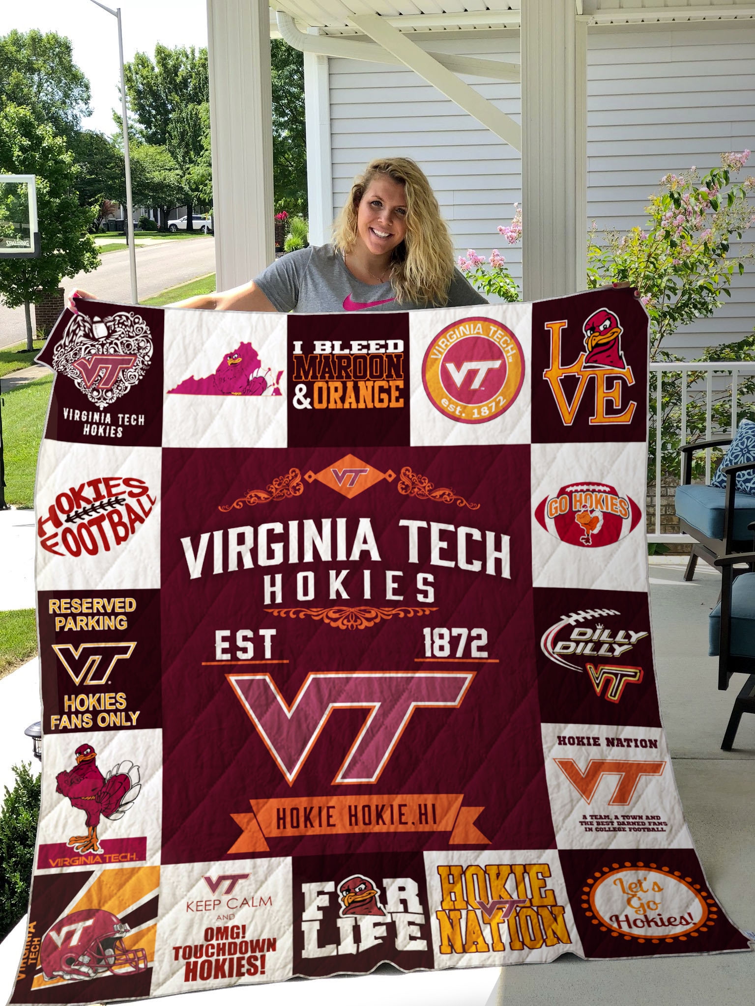 Virginia Tech Hokies Quilt Blanket 01 - Famjoys Virginia Tech Hokies Quilt Blanket 01 - Famjoys