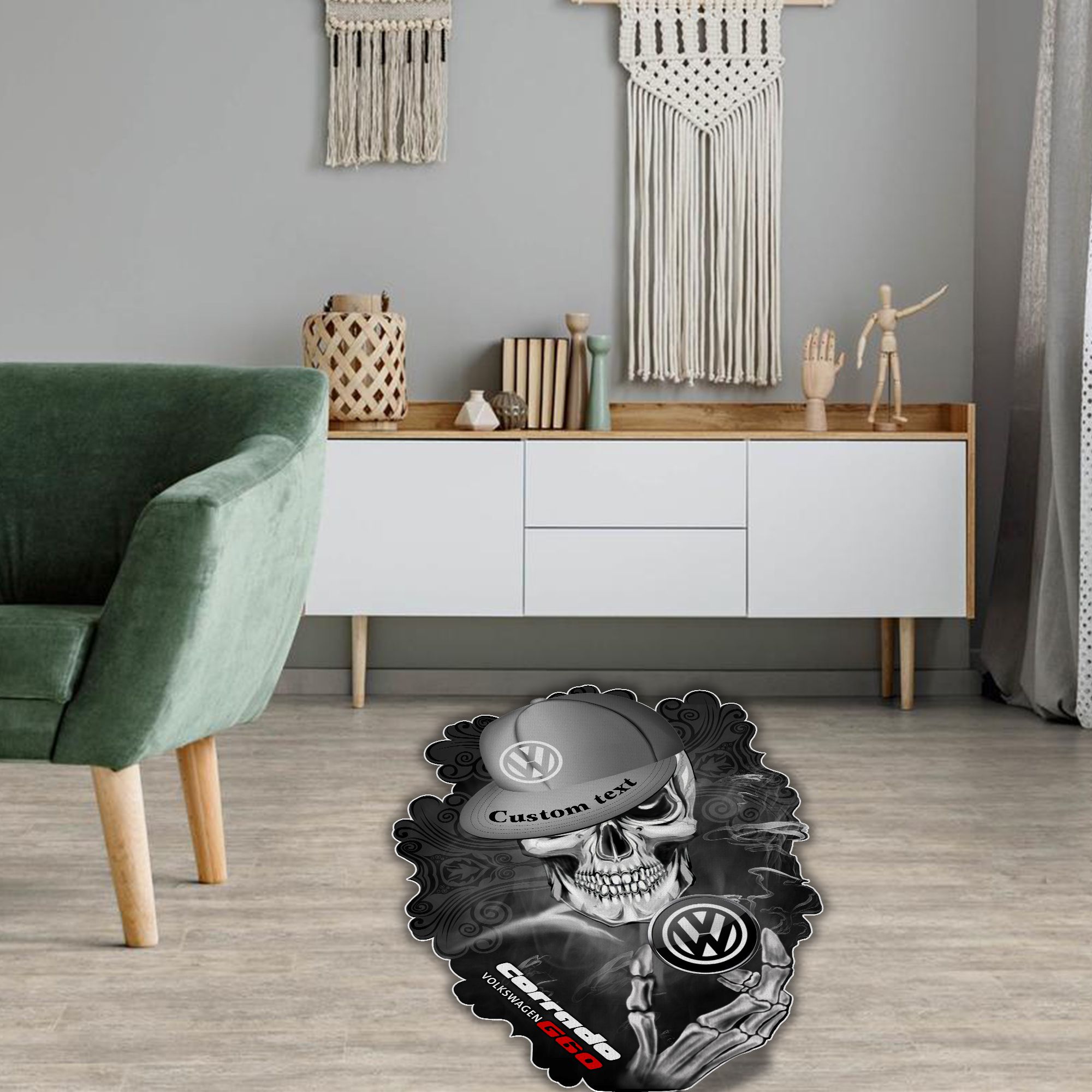 Volkswagen Corrado G60 Skull Shaped Luxurious Doormat, Rug Home Decor, Custom name - Famjoys Volkswagen Corrado G60 Skull Shaped Luxurious Doormat, Rug Home Decor, Custom name - Famjoys