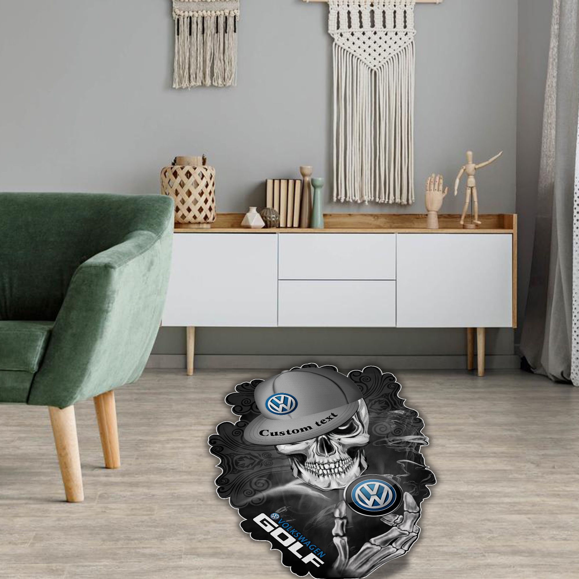 Volkswagen Golf Skull Shaped Luxurious Doormat, Rug Home Decor, Custom name - Famjoys Volkswagen Golf Skull Shaped Luxurious Doormat, Rug Home Decor, Custom name - Famjoys