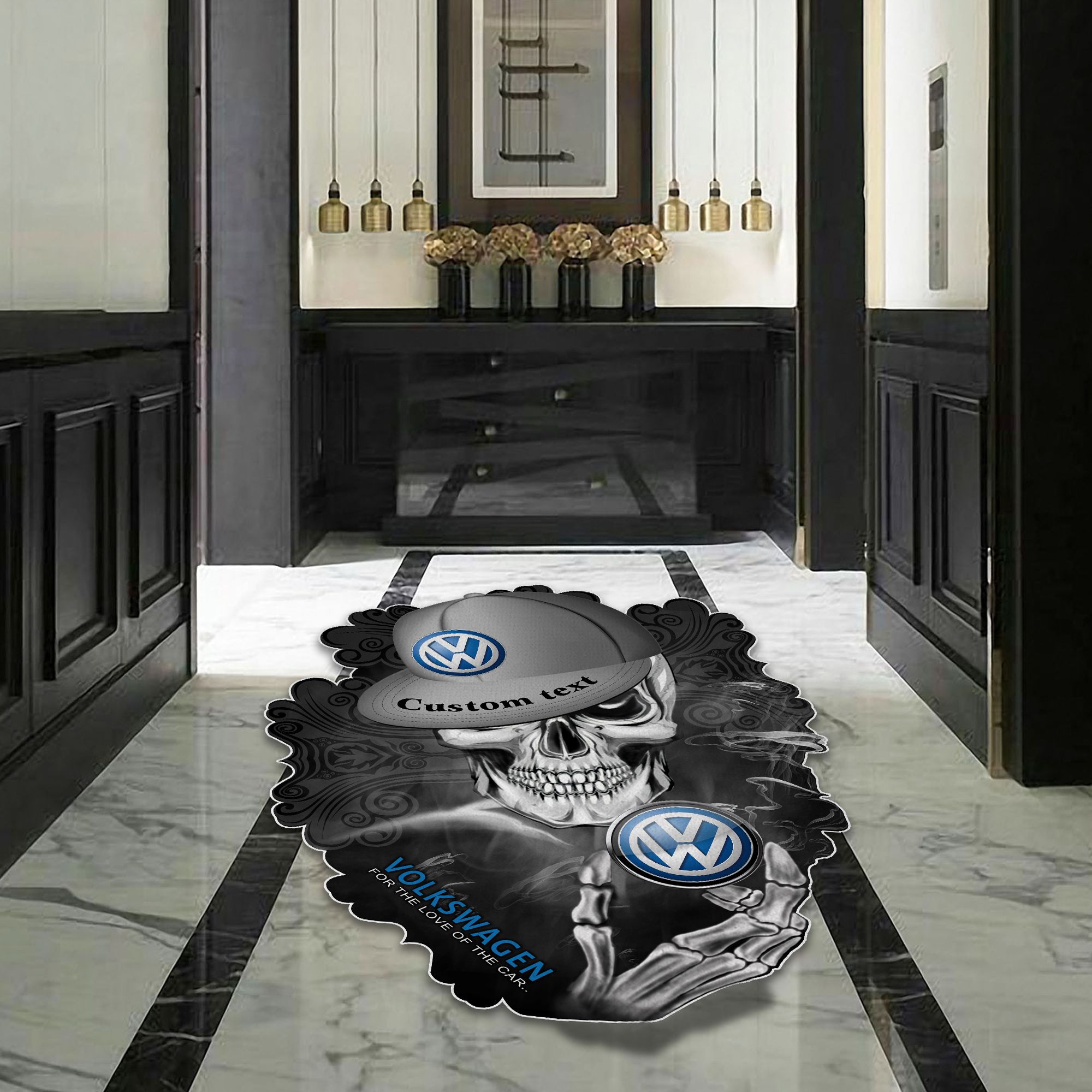 Volkswagen Skull Shaped Luxurious Doormat, Rug Home Decor, Custom name - Famjoys Volkswagen Skull Shaped Luxurious Doormat, Rug Home Decor, Custom name - Famjoys