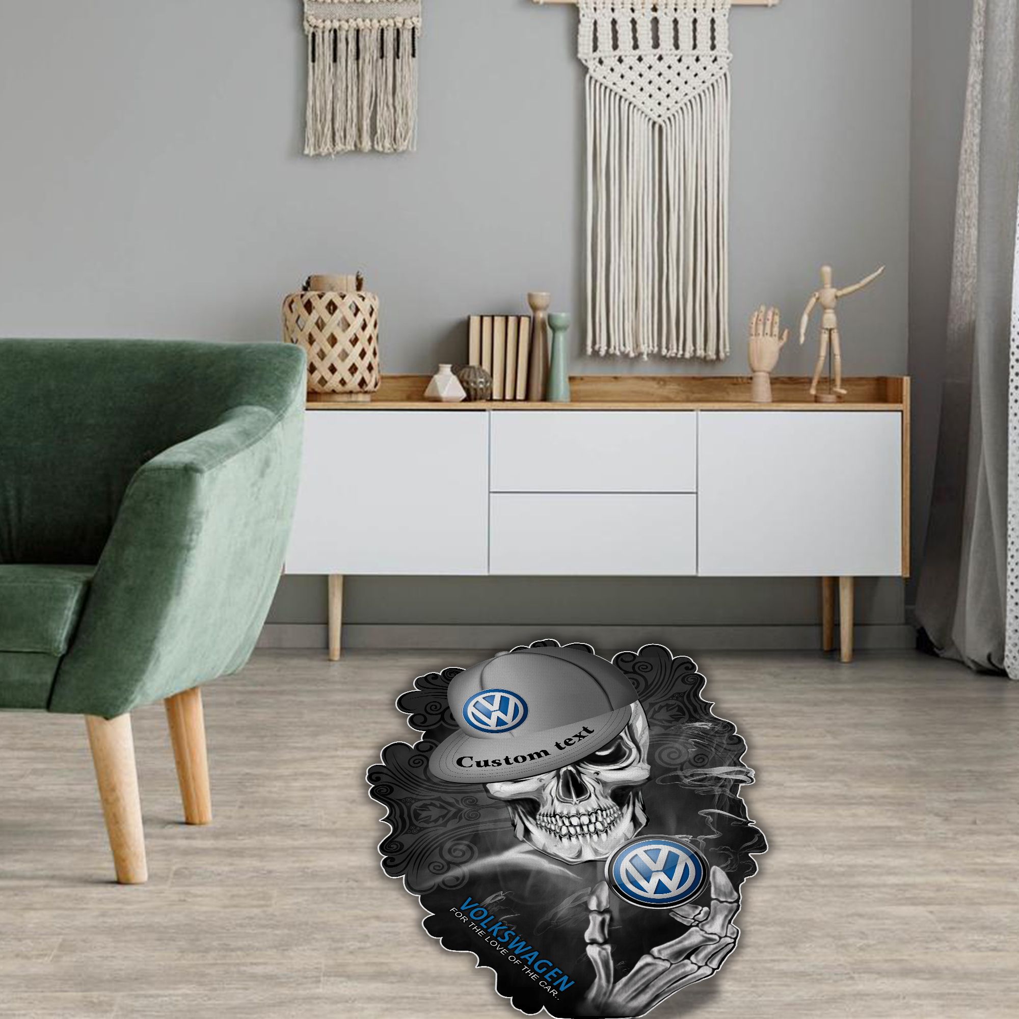 Volkswagen Skull Shaped Luxurious Doormat, Rug Home Decor, Custom name - Famjoys Volkswagen Skull Shaped Luxurious Doormat, Rug Home Decor, Custom name - Famjoys