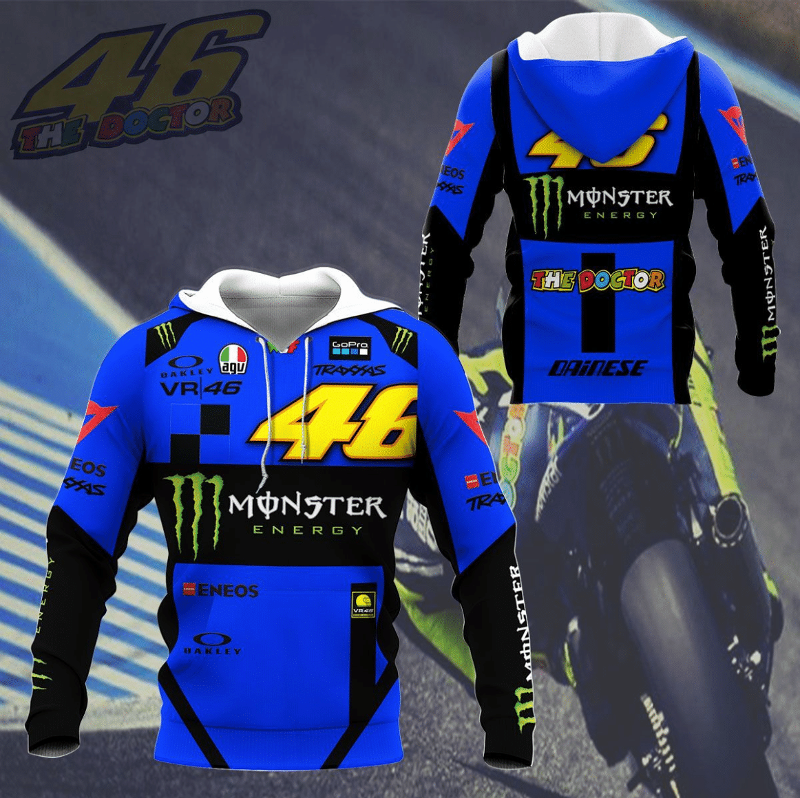 VR46 v6 Blue Hoodies - Famjoys VR46 v6 Blue Hoodies - Famjoys