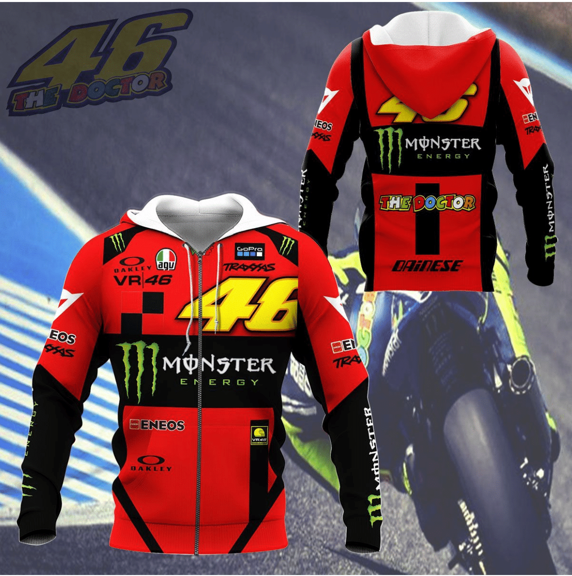 VR46 v6 Red Hoodies - Famjoys VR46 v6 Red Hoodies - Famjoys