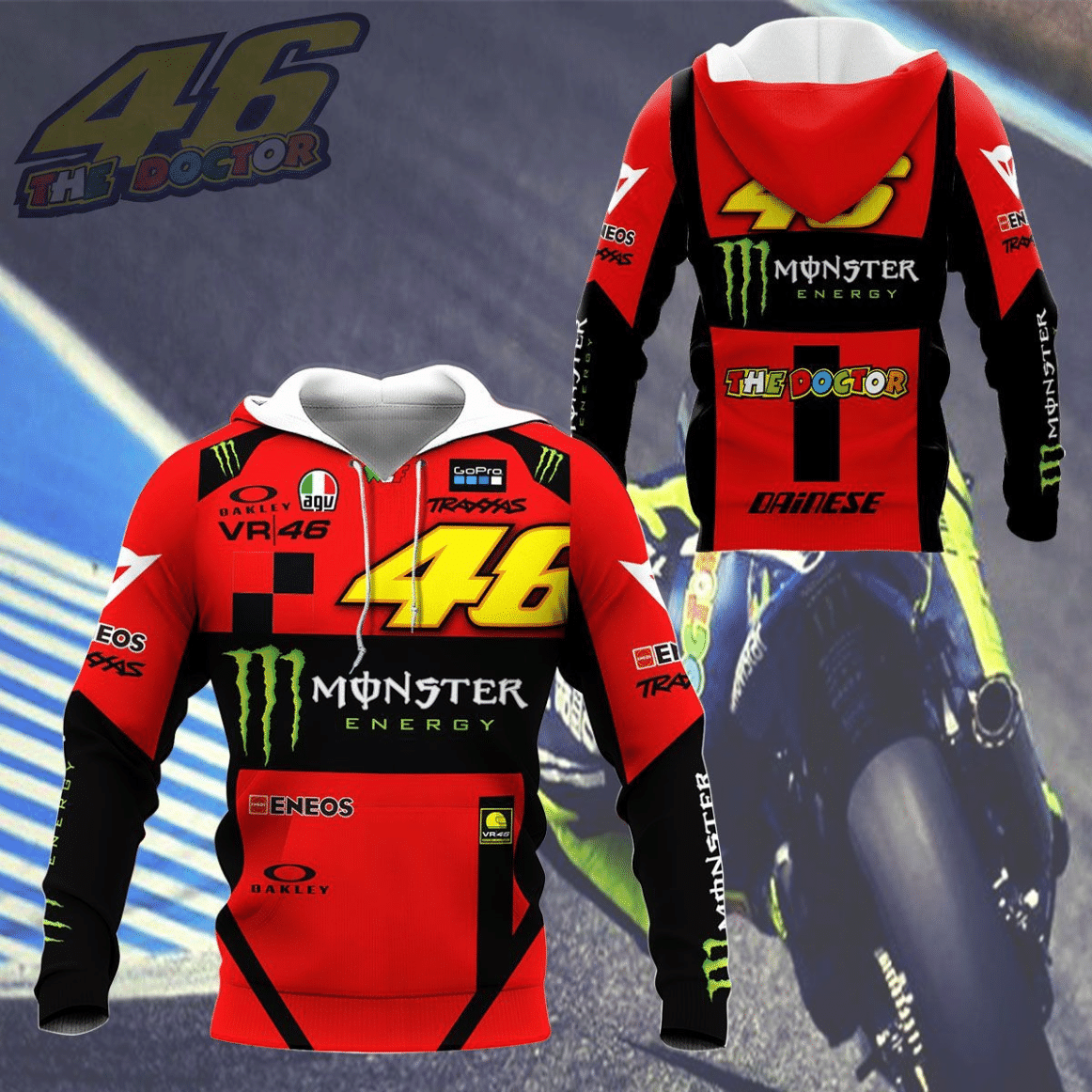 VR46 v6 Red Hoodies - Famjoys VR46 v6 Red Hoodies - Famjoys