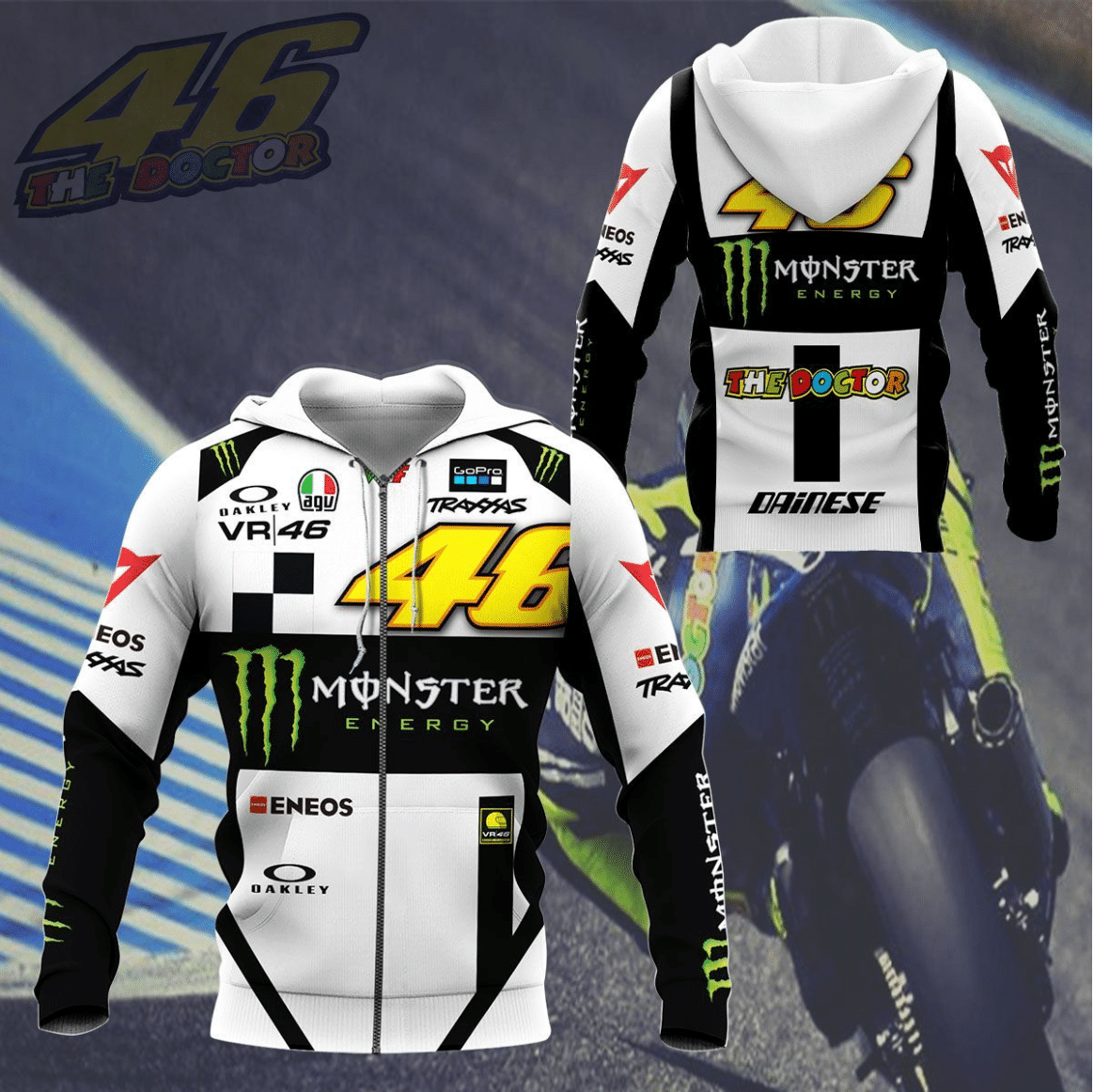 VR46 v6 White Hoodies - Famjoys VR46 v6 White Hoodies - Famjoys
