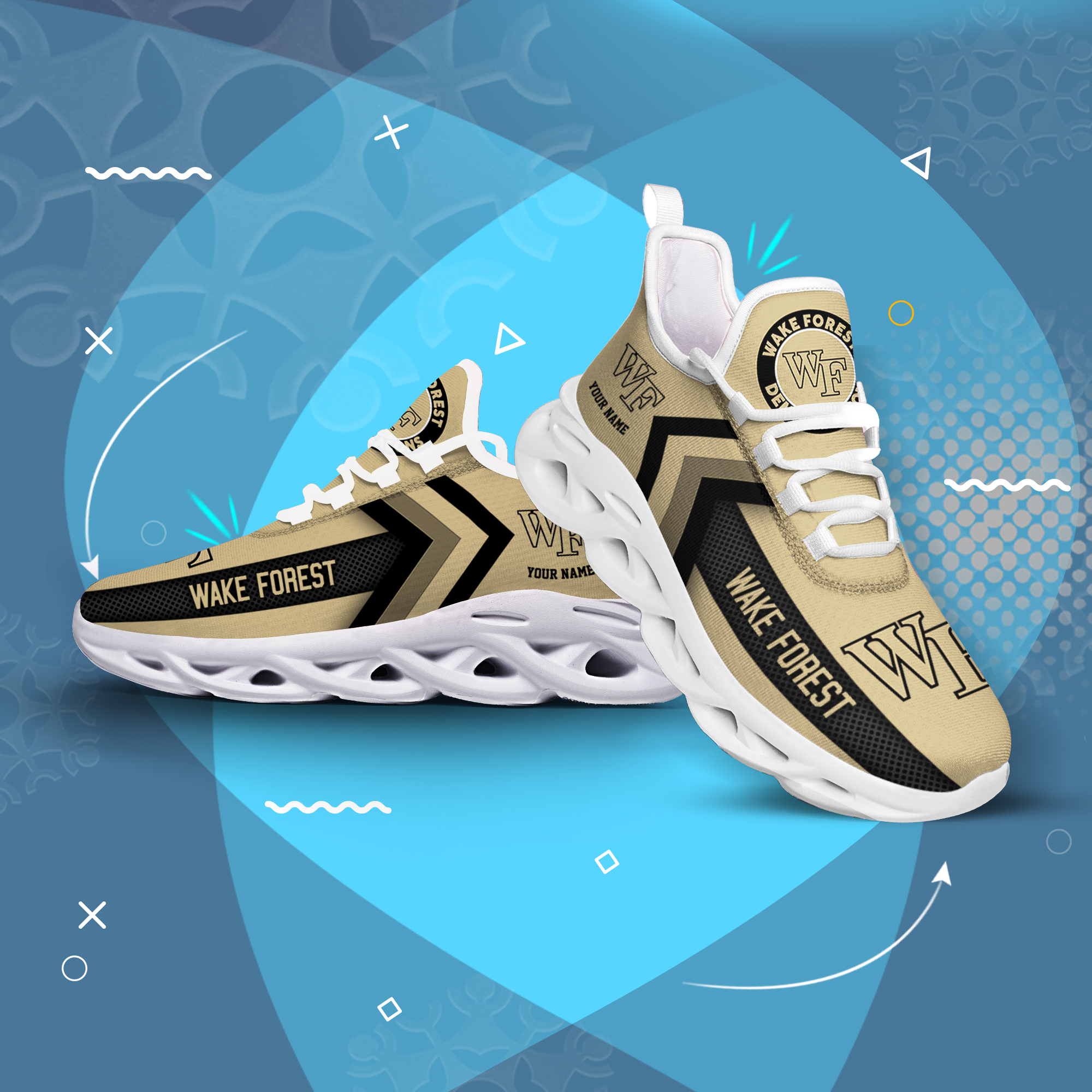 Wake Forest Demon Deacons Personalized Custom Name Max Soul Shoes DS003 - Famjoys Wake Forest Demon Deacons Personalized Custom Name Max Soul Shoes DS003 - Famjoys