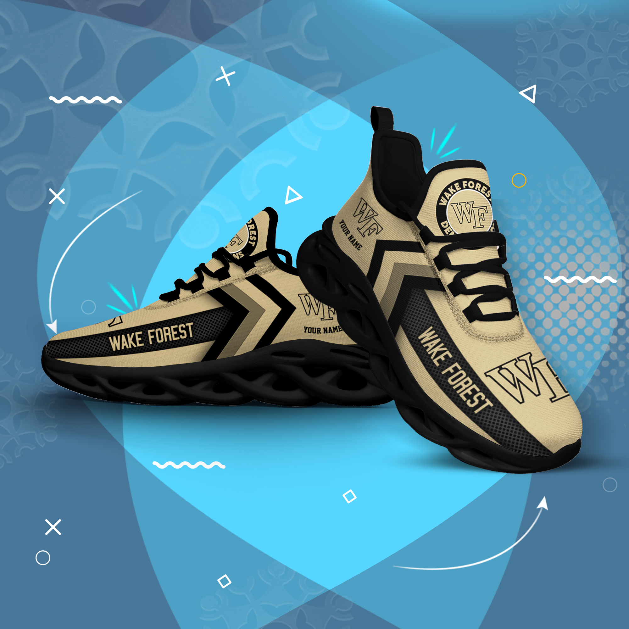 Wake Forest Demon Deacons Personalized Custom Name Max Soul Shoes DS003 - Famjoys Wake Forest Demon Deacons Personalized Custom Name Max Soul Shoes DS003 - Famjoys