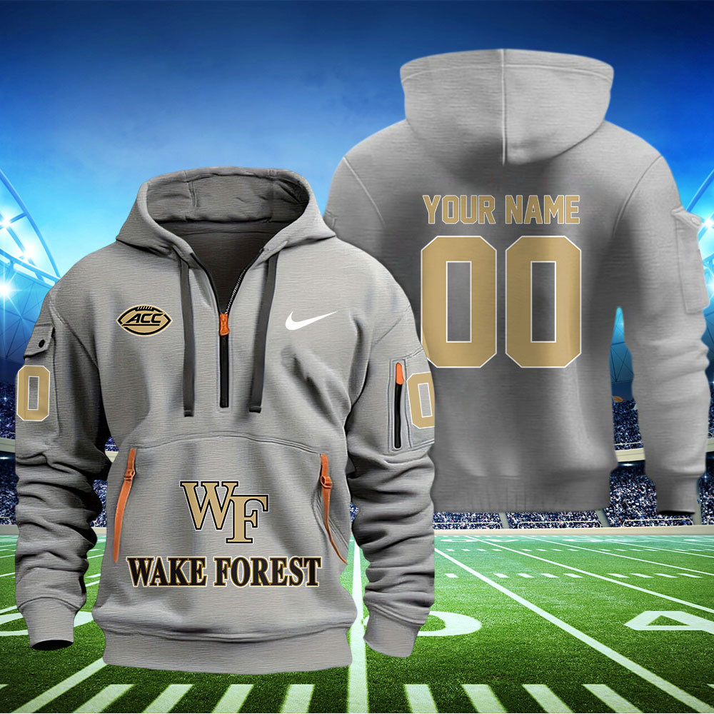 Wake Forest Demon Football Quarter Zip Hoodie - Famjoys Wake Forest Demon Football Quarter Zip Hoodie - Famjoys