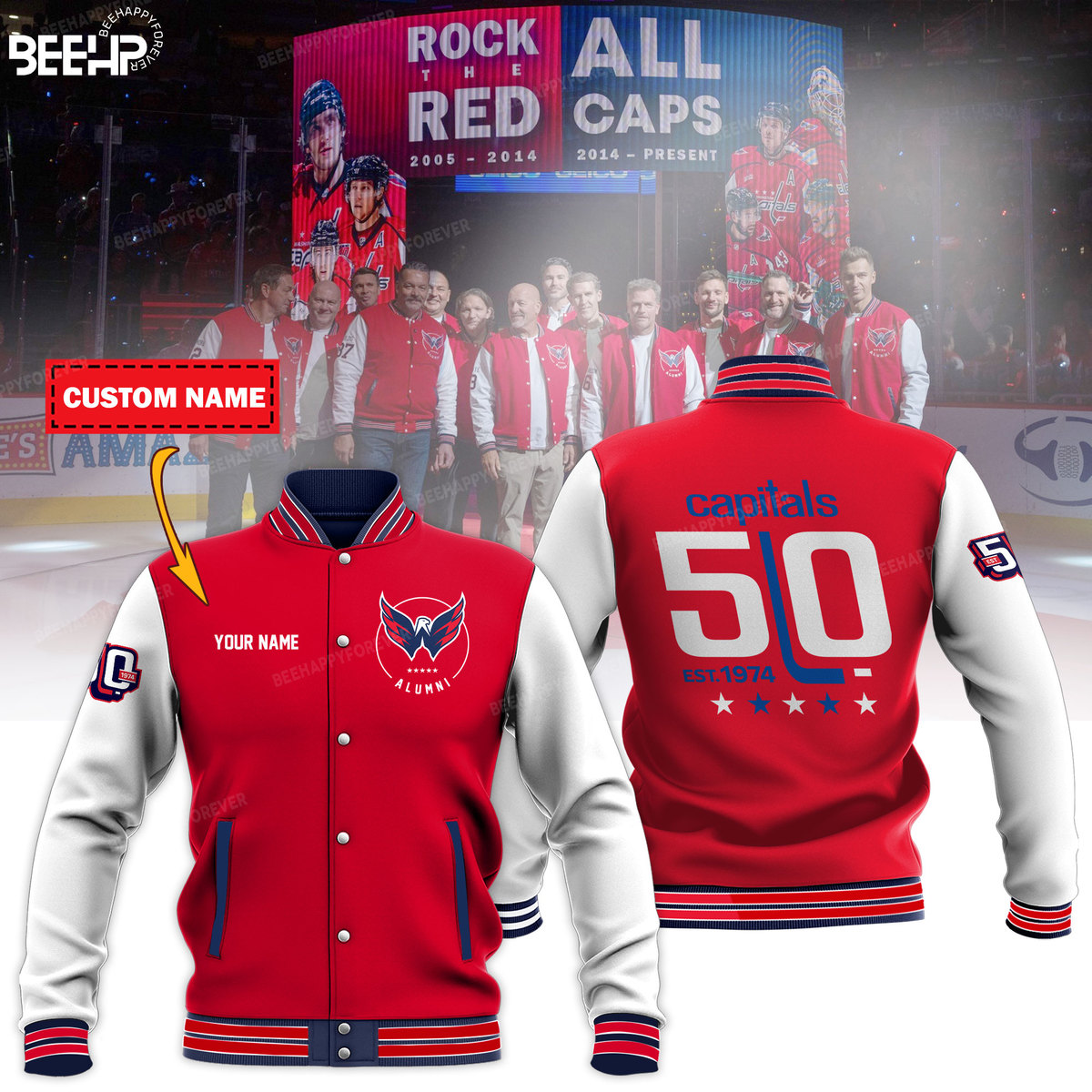 Washington Capitals 50th Anniversary Jacket Hoodie Shirt - Famjoys Washington Capitals 50th Anniversary Jacket Hoodie Shirt - Famjoys
