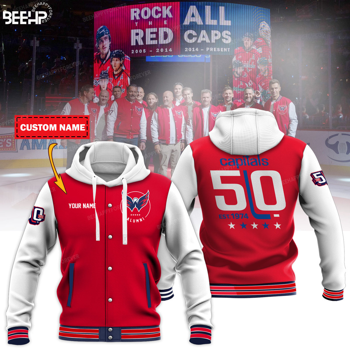 Washington Capitals 50th Anniversary Jacket Hoodie Shirt - Famjoys Washington Capitals 50th Anniversary Jacket Hoodie Shirt - Famjoys