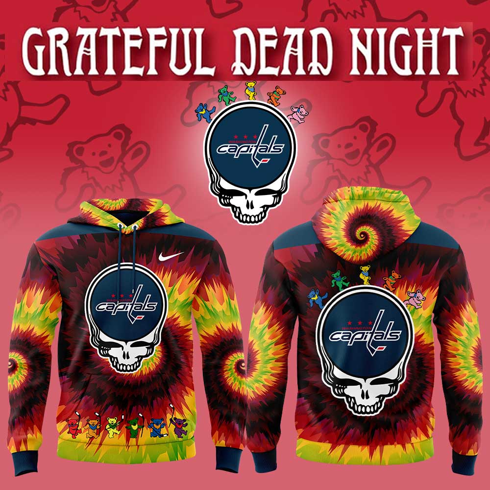 Washington Capitals Grateful Dead Night Hoodie - Famjoys Washington Capitals Grateful Dead Night Hoodie - Famjoys