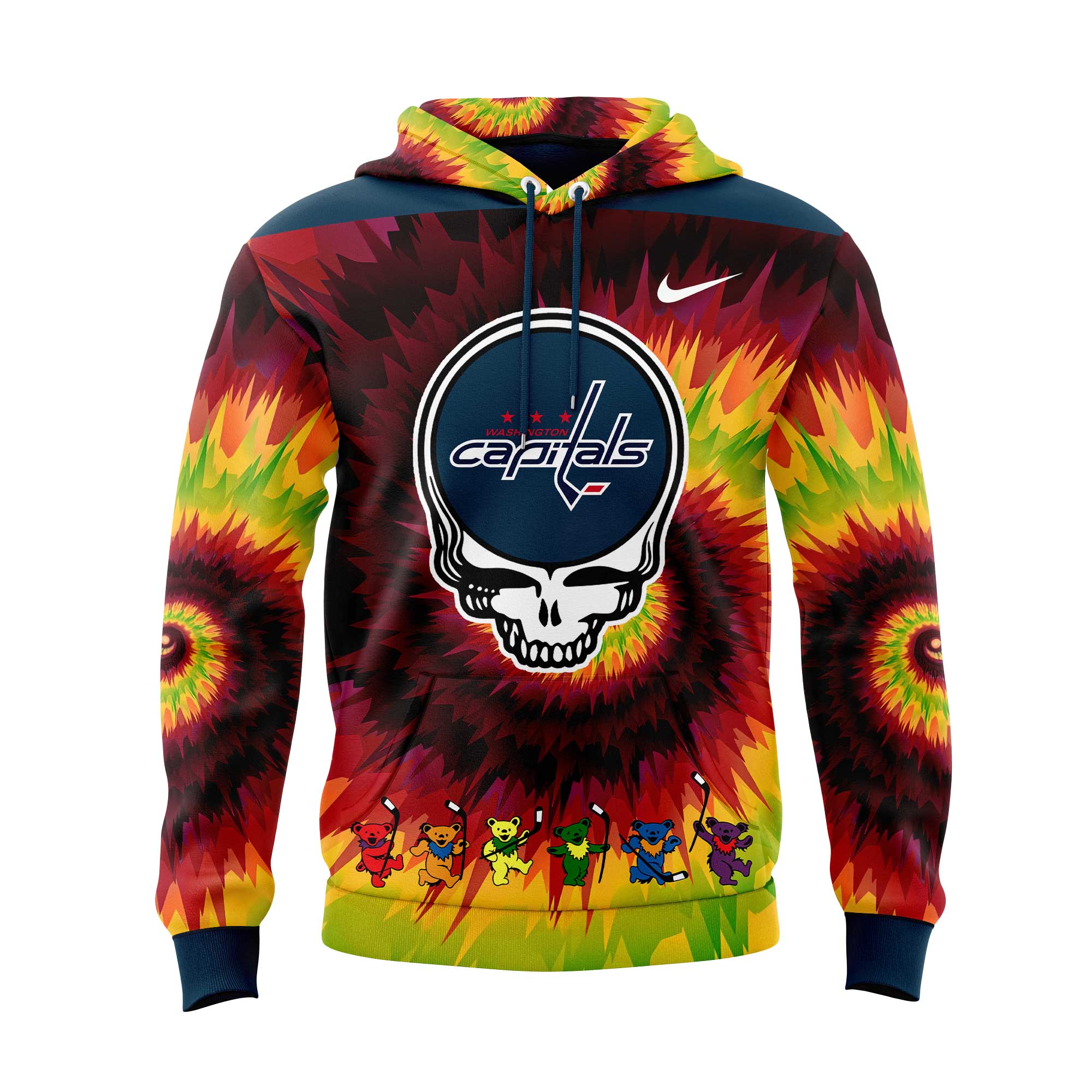 Washington Capitals Grateful Dead Night Hoodie - Famjoys Washington Capitals Grateful Dead Night Hoodie - Famjoys