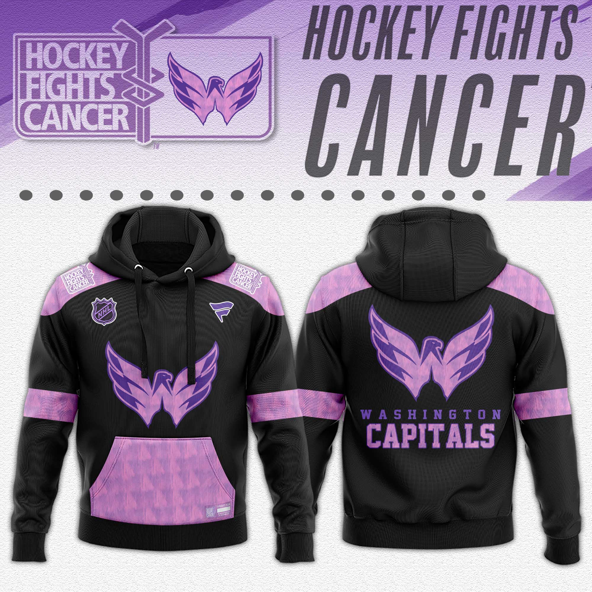 Washington Capitals x Hockey Fights Cancer Black Hoodie 2024 - Famjoys Washington Capitals x Hockey Fights Cancer Black Hoodie 2024 - Famjoys