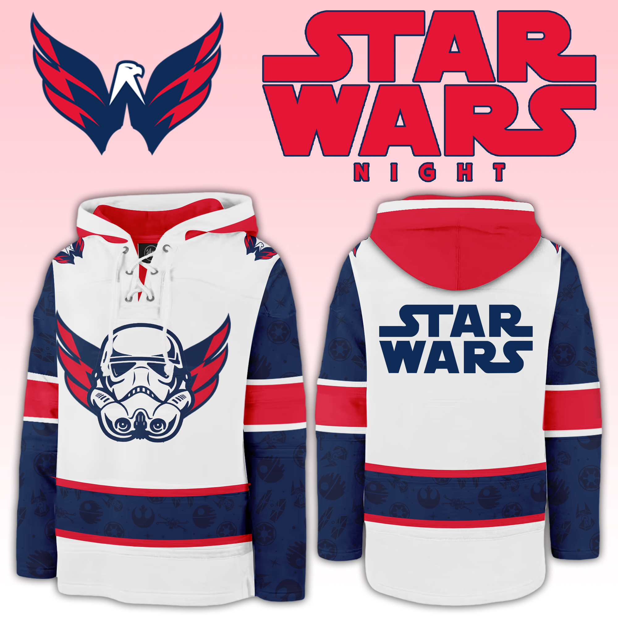 Washington Capitals x Star Wars Night Lace Up Hoodie - Famjoys Washington Capitals x Star Wars Night Lace Up Hoodie - Famjoys
