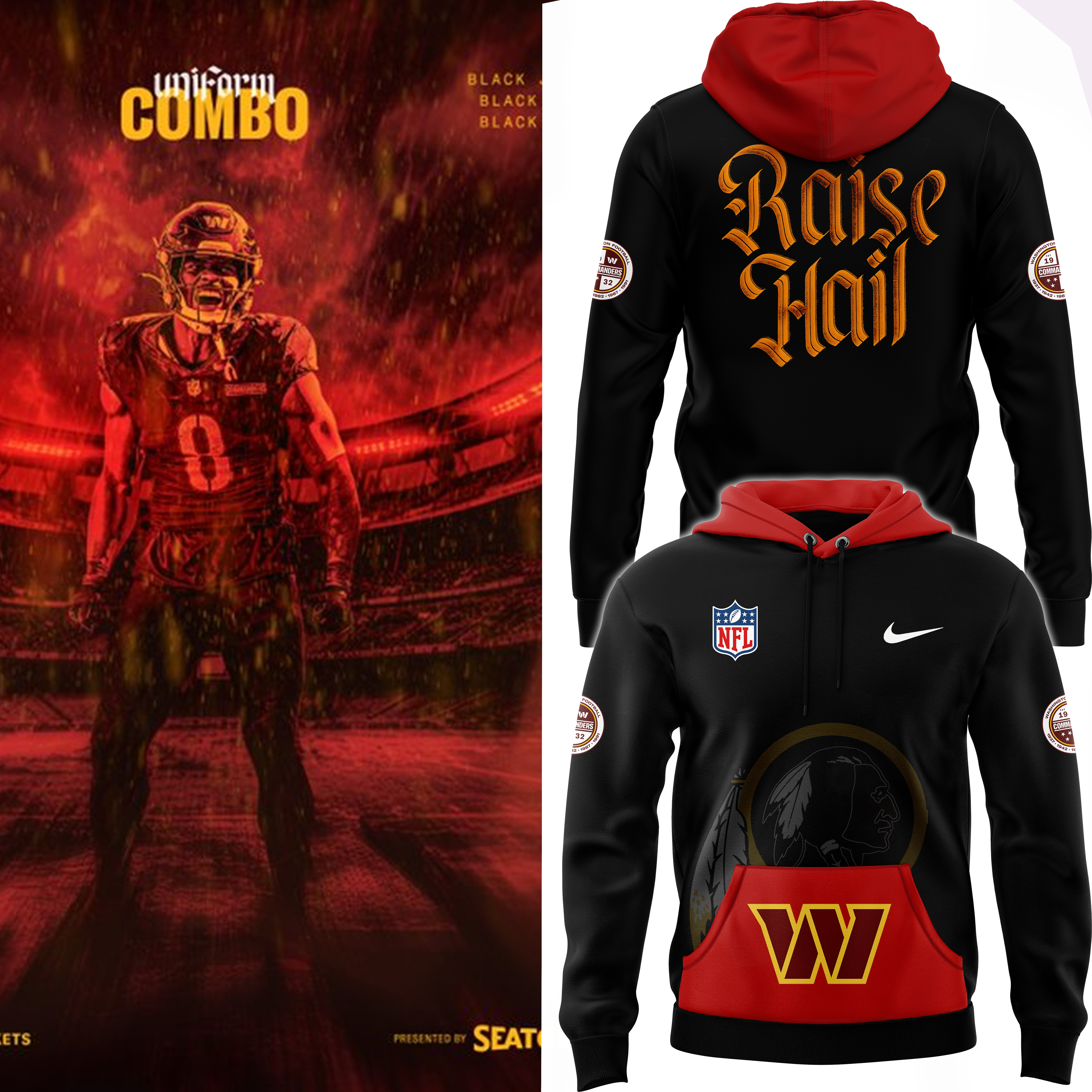 Washington Commanders #RaiseHail Pullover Hoodie - Famjoys Washington Commanders #RaiseHail Pullover Hoodie - Famjoys