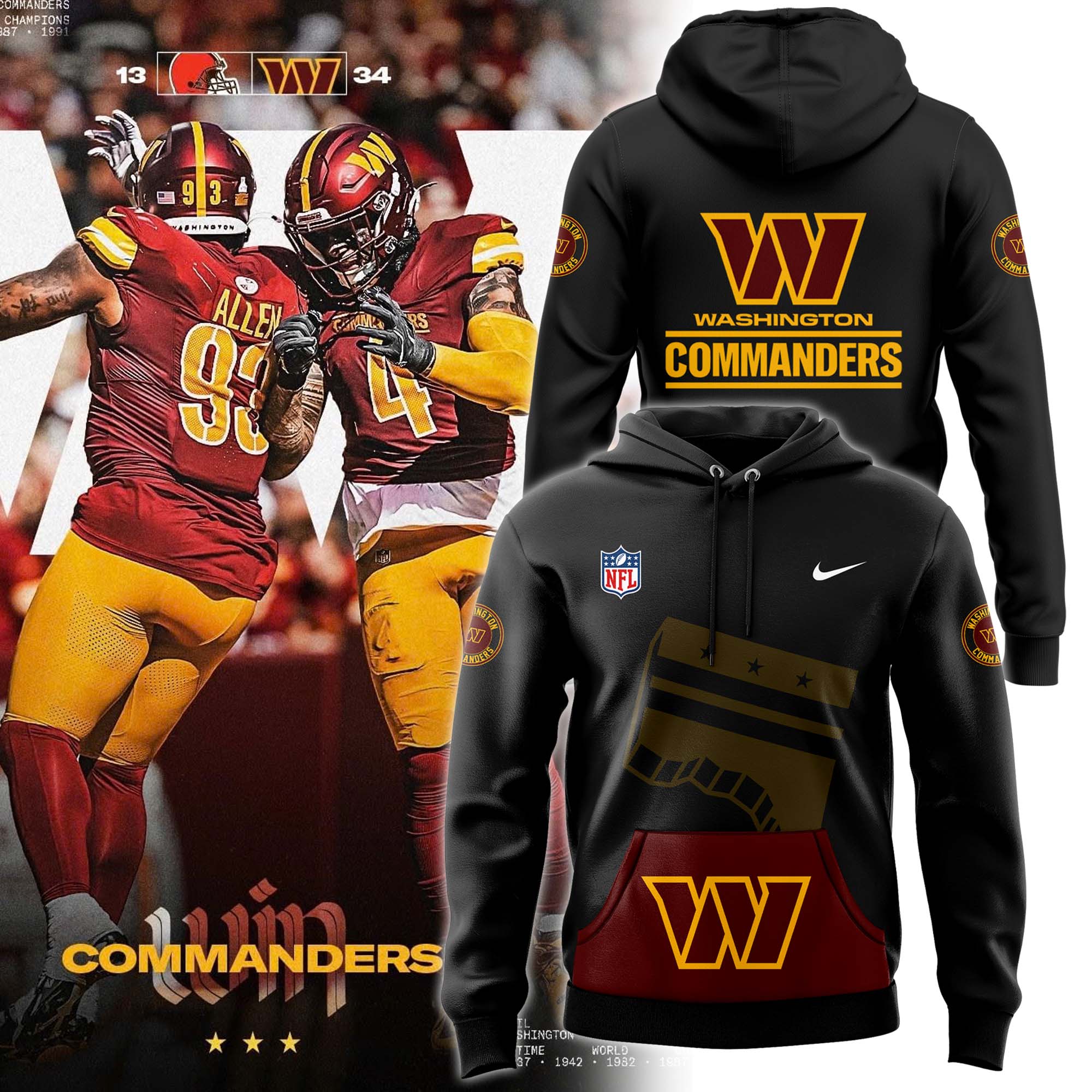 Washington Commanders Alternmate Helmet Pullover Hoodie - Famjoys Washington Commanders Alternmate Helmet Pullover Hoodie - Famjoys