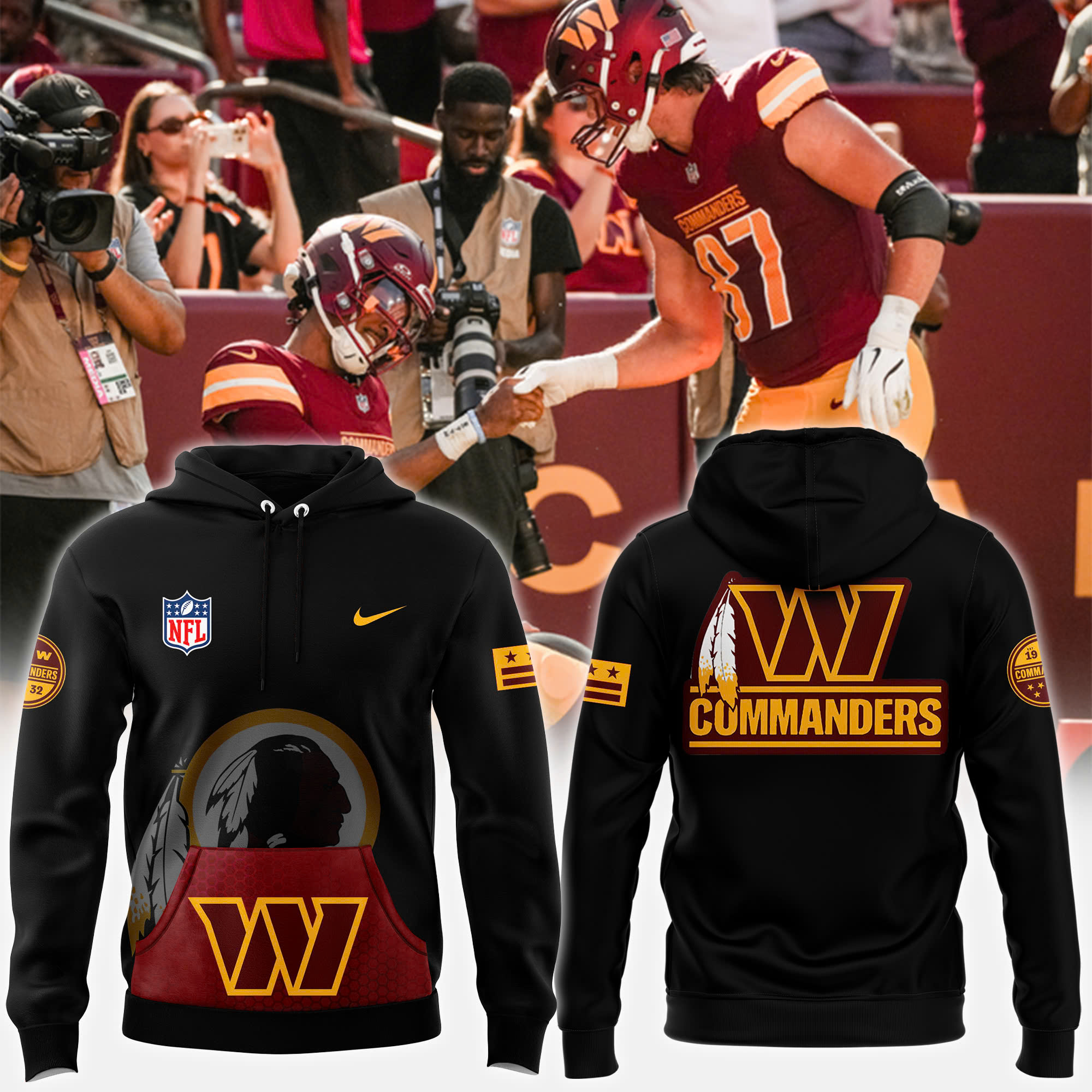 Washington Commanders Alternmate Helmet Pullover Hoodie V3 - Famjoys Washington Commanders Alternmate Helmet Pullover Hoodie V3 - Famjoys
