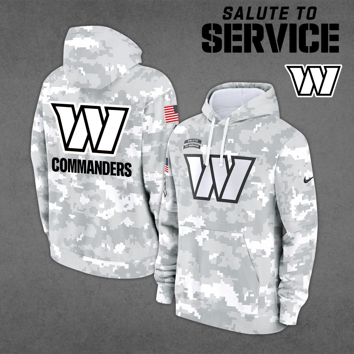 Washington Commanders Arctic Camo Hoodie - Famjoys Washington Commanders Arctic Camo Hoodie - Famjoys