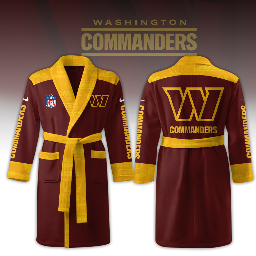 Washington Commanders Bathrobe Luxurious Comfort Meets Sporty Style - Famjoys Washington Commanders Bathrobe Luxurious Comfort Meets Sporty Style - Famjoys